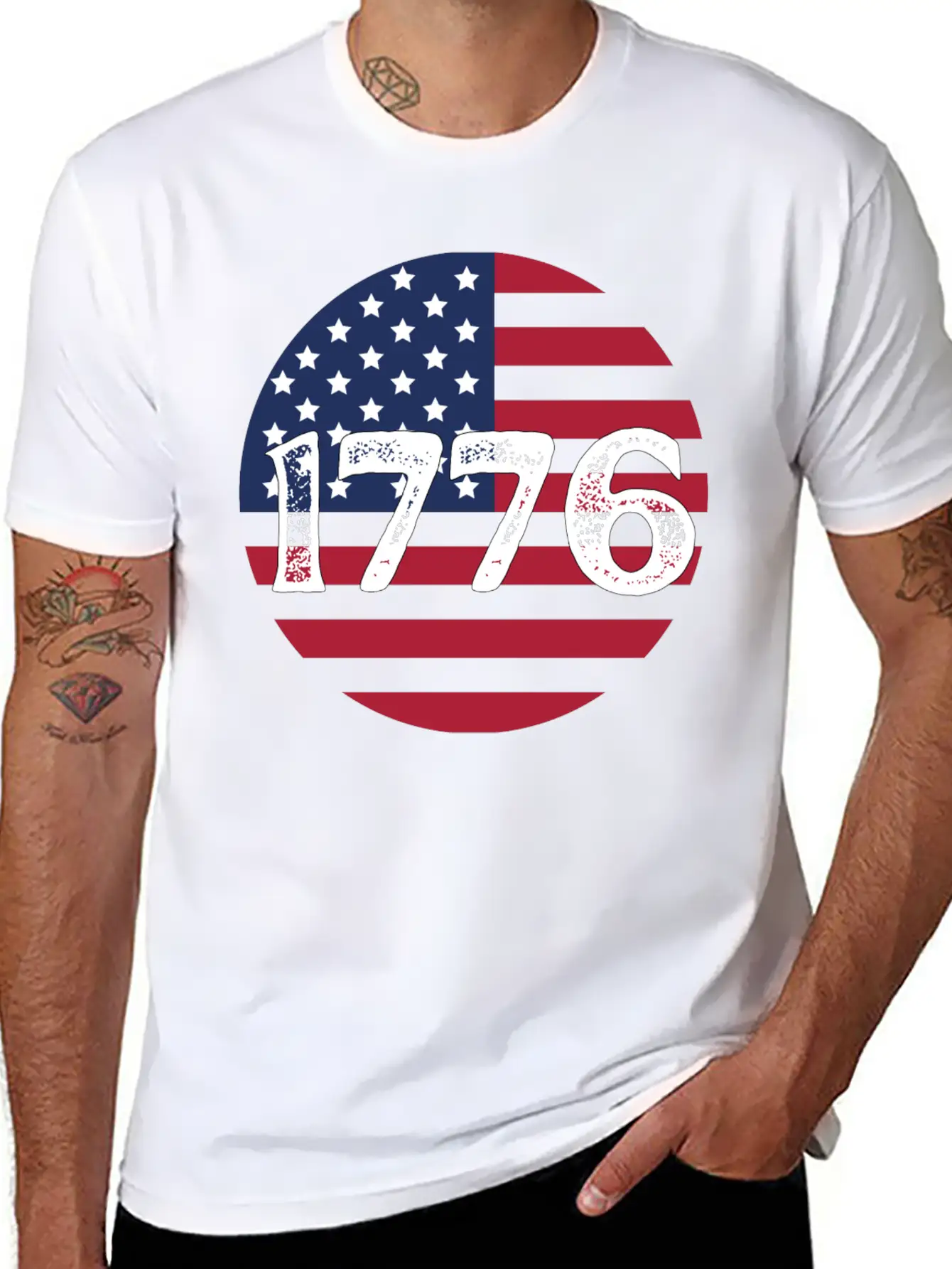 1776 - In US Flag Relaxed Everyday Tee – Lightweight And Durable Cotton