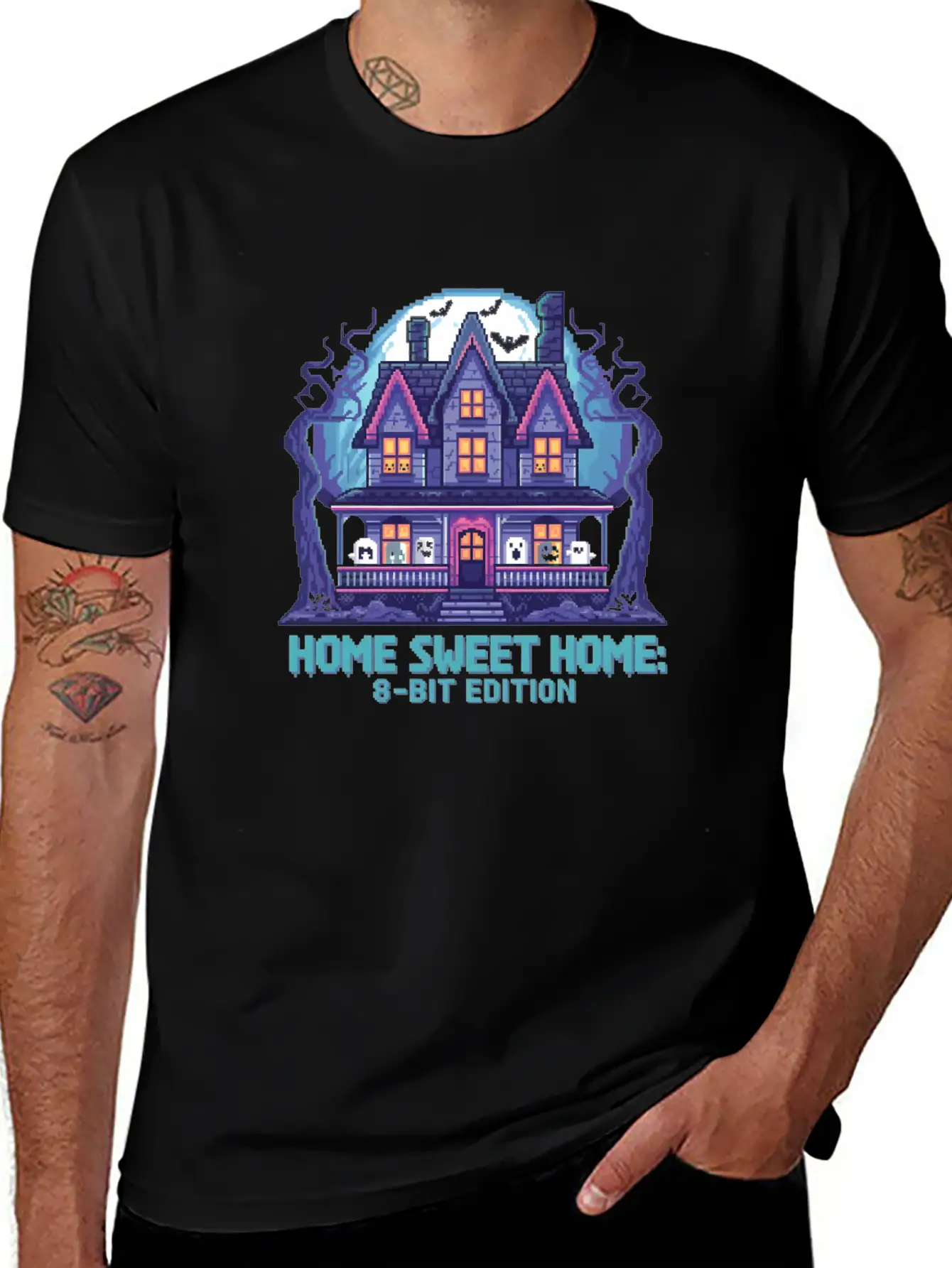 8 Bit Haunted House 01 Modern Fit Casual T-Shirt – Clean And Versatile Design