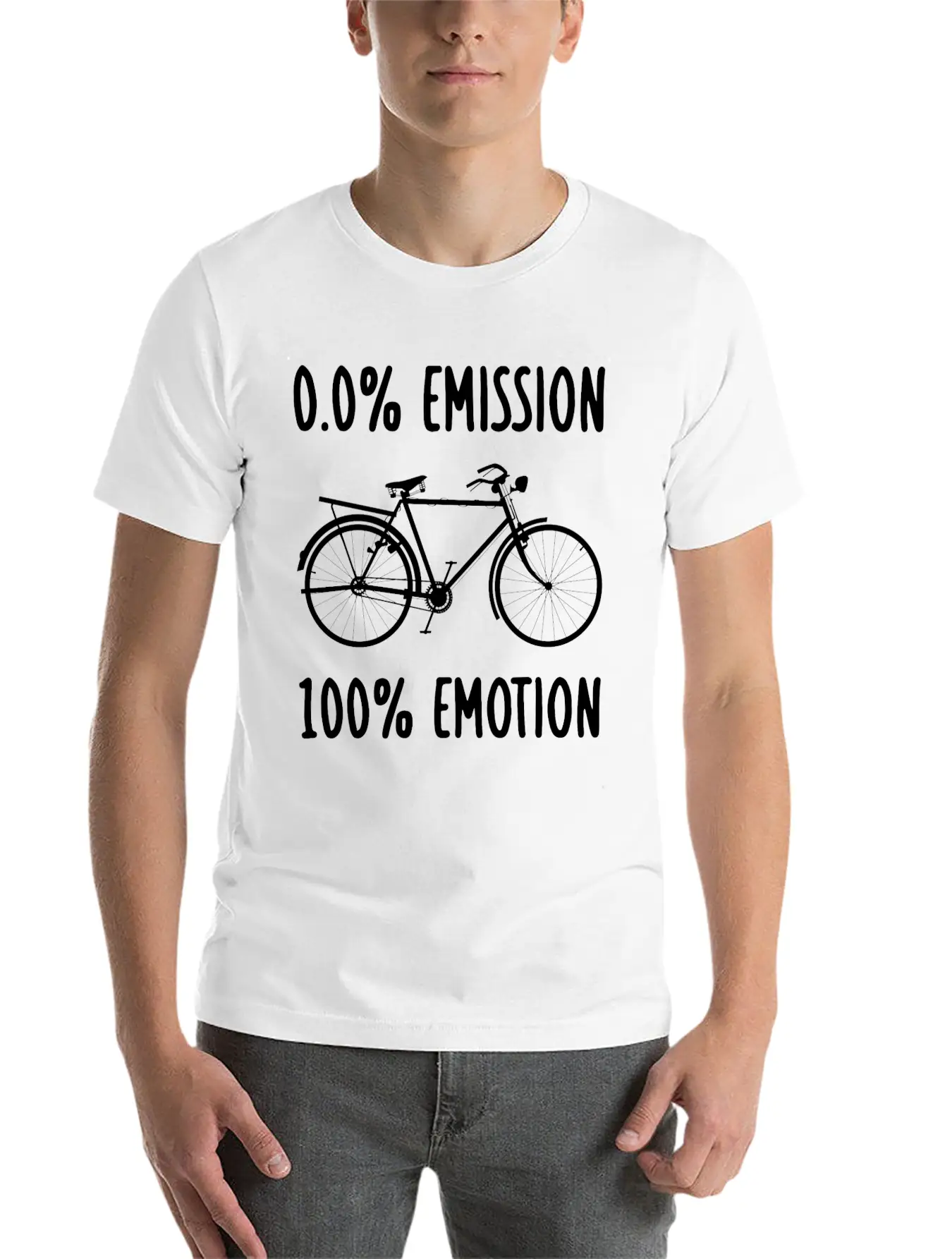 0% Emission 100% Emotion Modern Fit Casual T-Shirt – Clean And Versatile Design