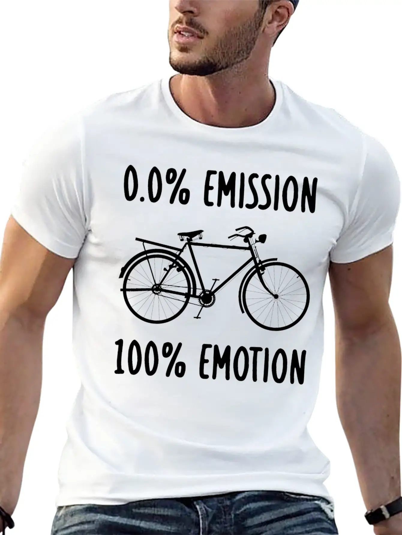 0% Emission 100% Emotion Modern Fit Casual T-Shirt – Clean And Versatile Design