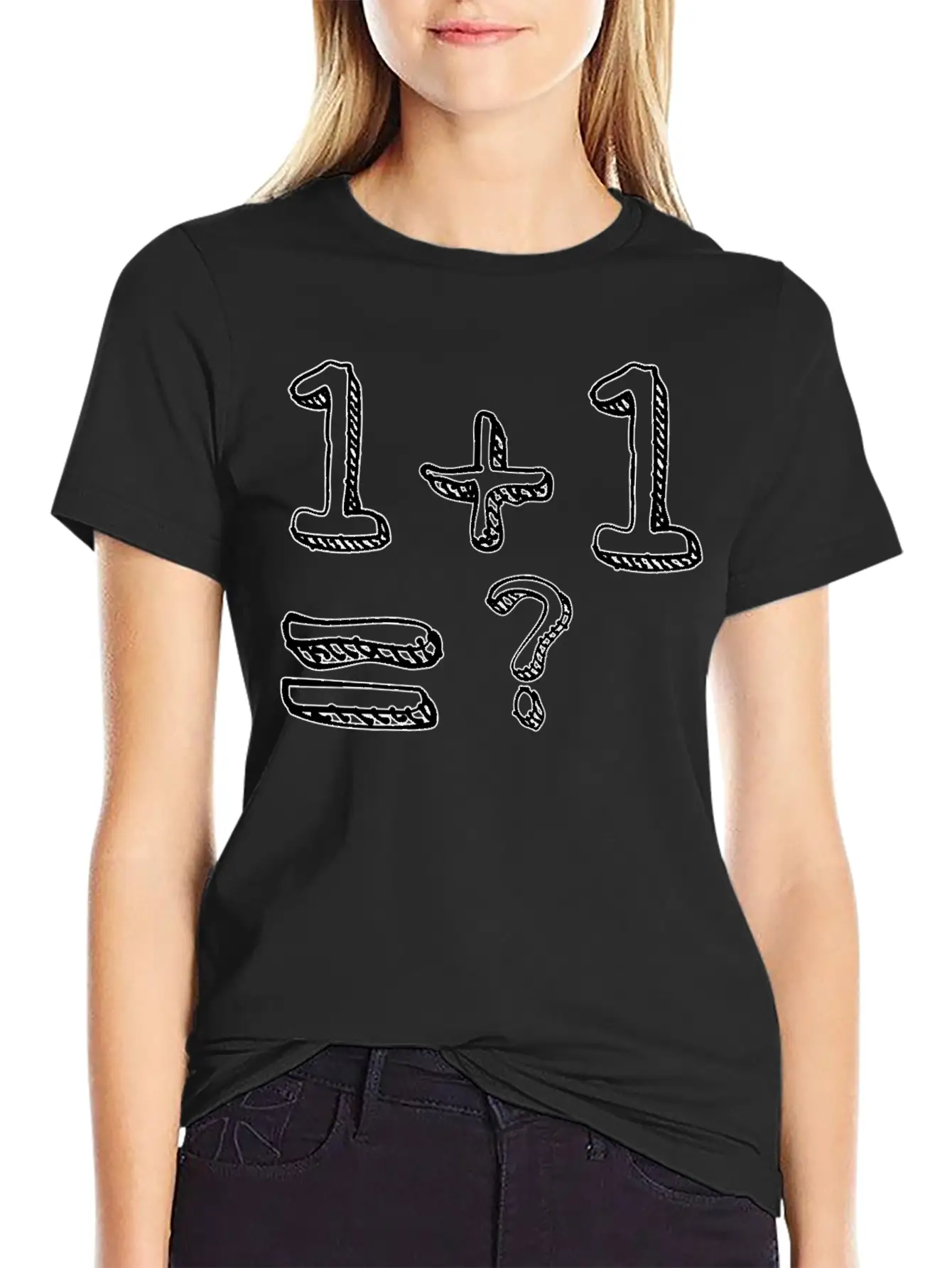 1 + 1= ? Weird And Funny Design Essential Cotton Tee For Daily Outfits – Unisex Style
