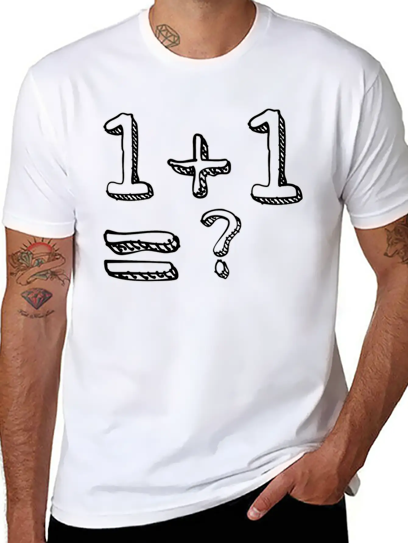 1 + 1= ? Weird And Funny Design Essential Cotton Tee For Daily Outfits – Unisex Style