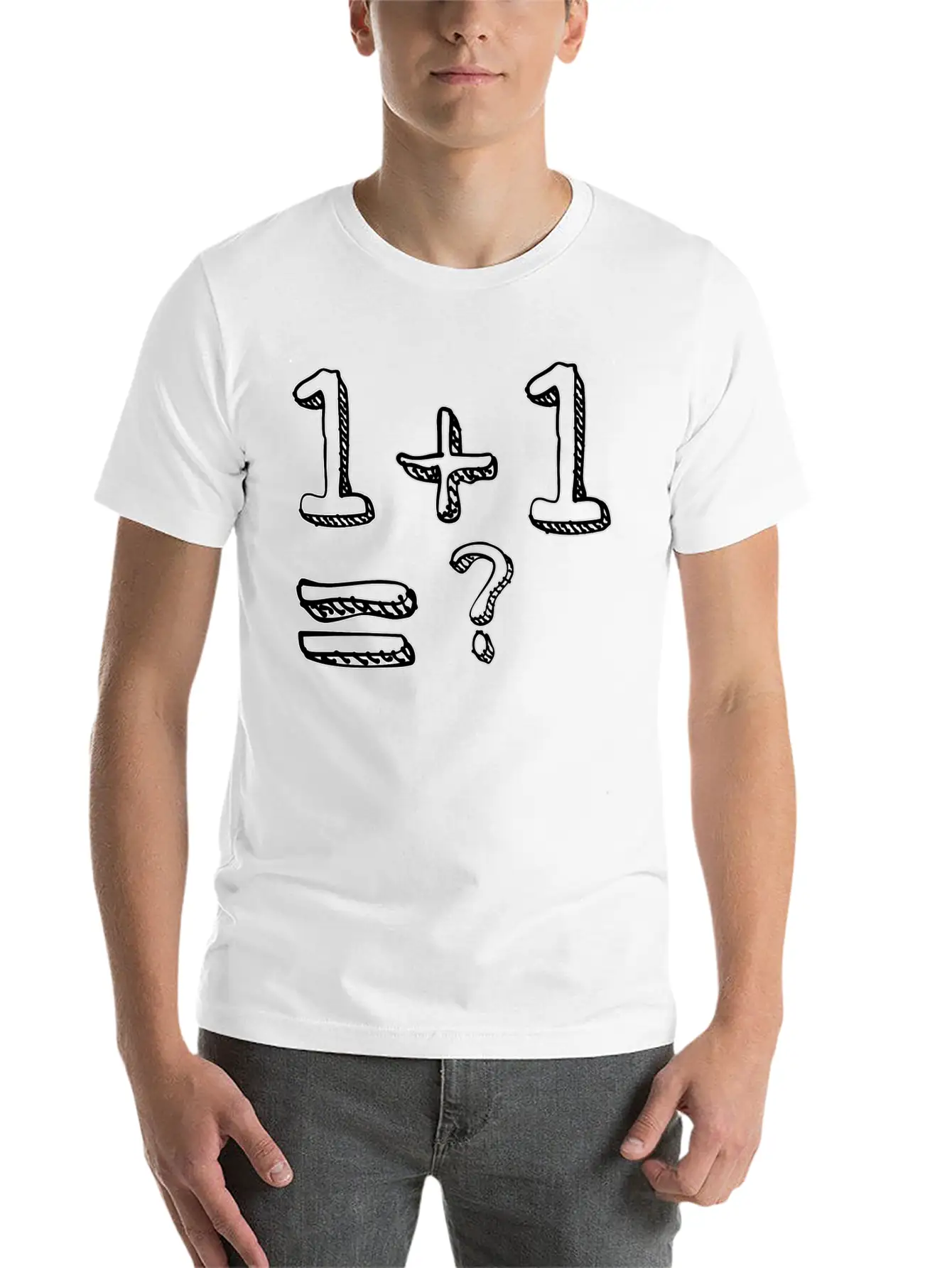 1 + 1= ? Weird And Funny Design Essential Cotton Tee For Daily Outfits – Unisex Style