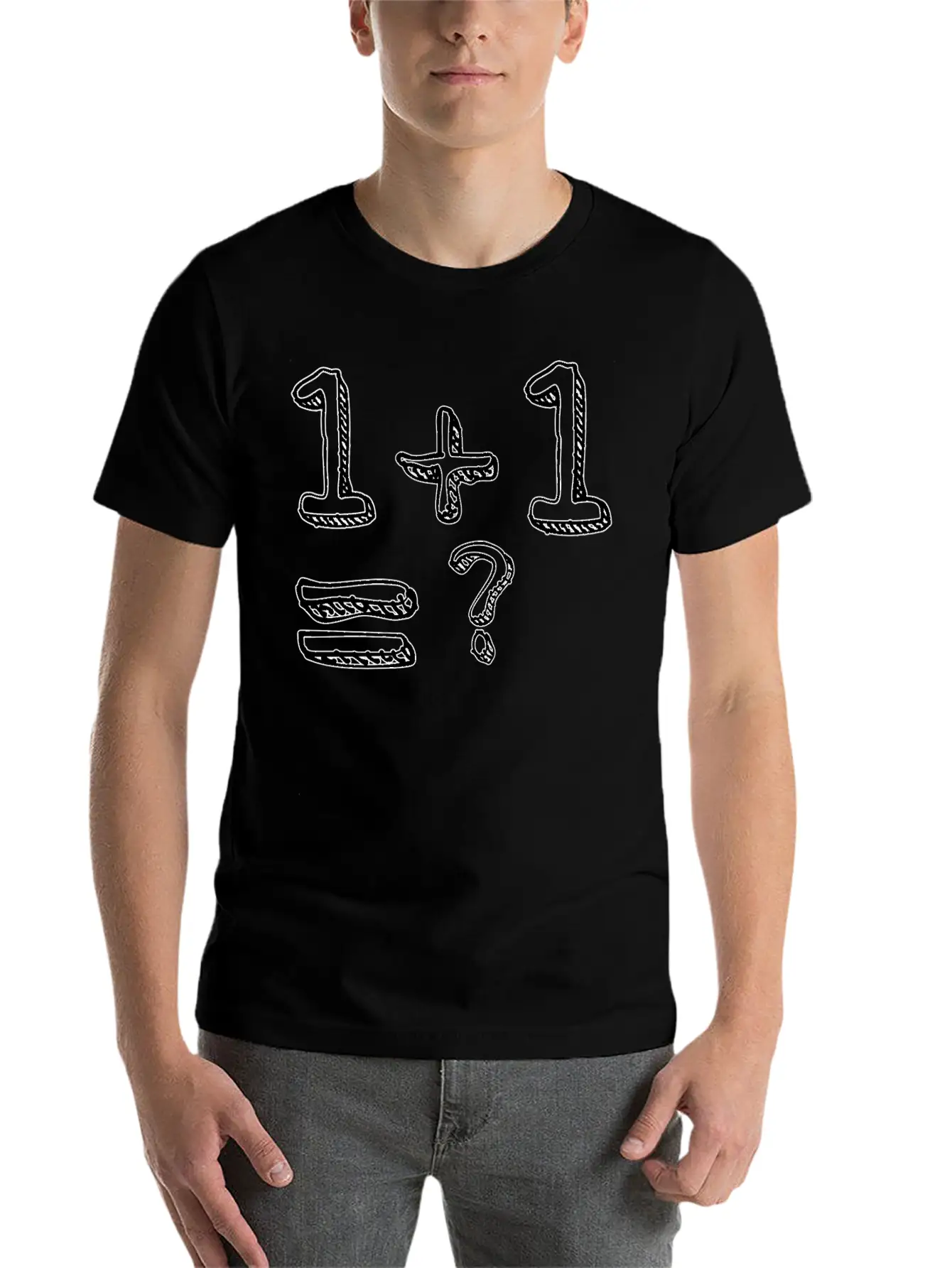 1 + 1= ? Weird And Funny Design Essential Cotton Tee For Daily Outfits – Unisex Style