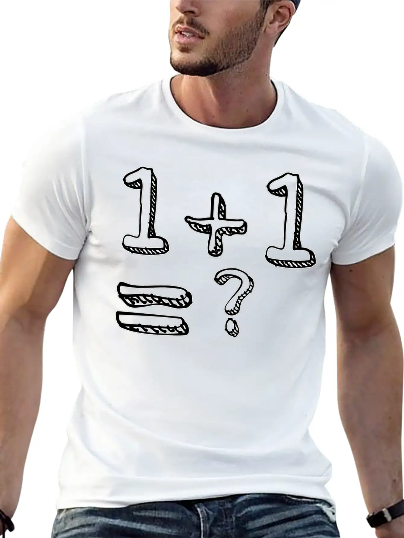 1 + 1= ? Weird And Funny Design Essential Cotton Tee For Daily Outfits – Unisex Style