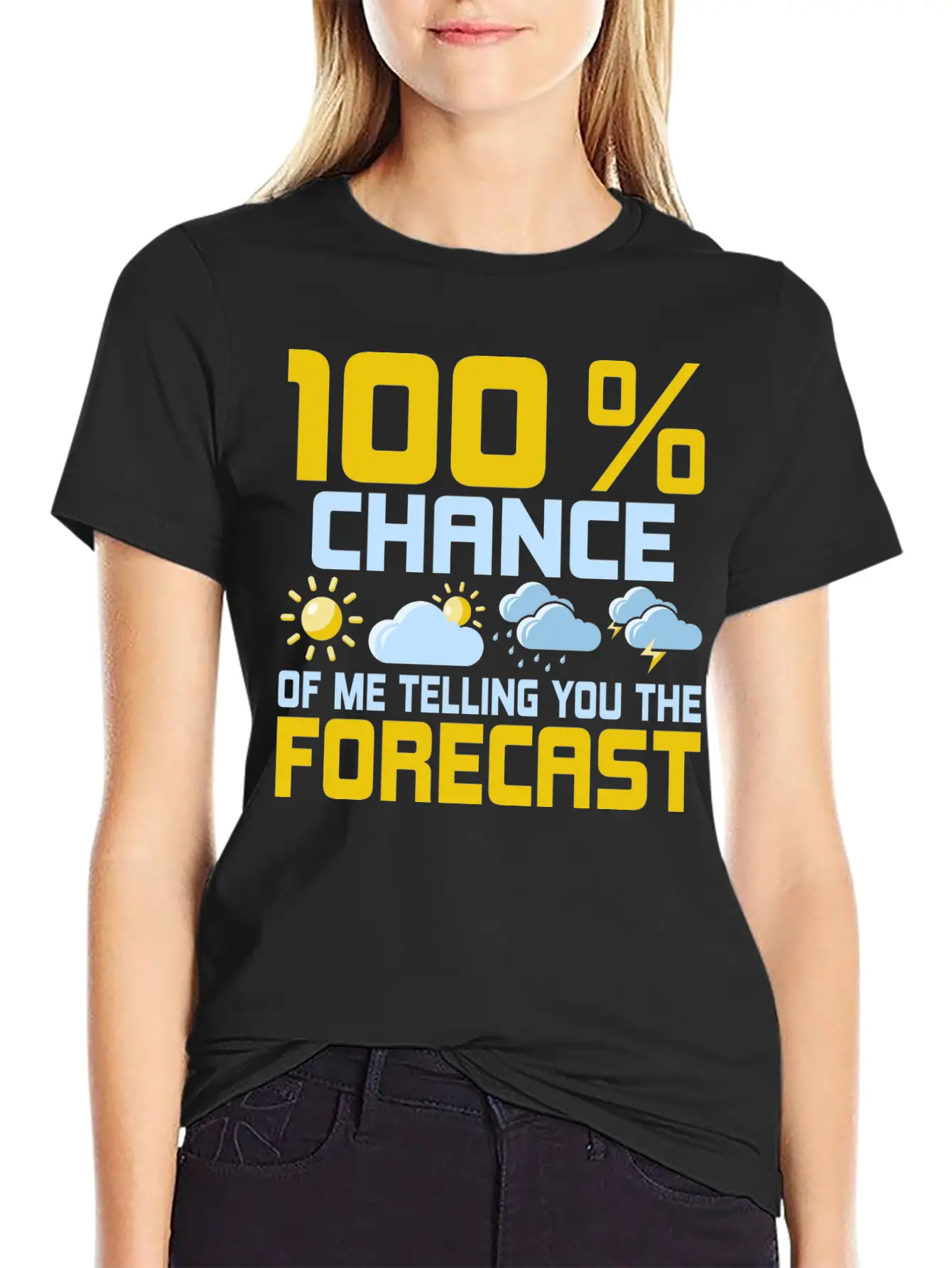 100 % Chance Of Me Telling You The Forecast Meteor Essential Cotton Tee For Daily Outfits – Unisex Style