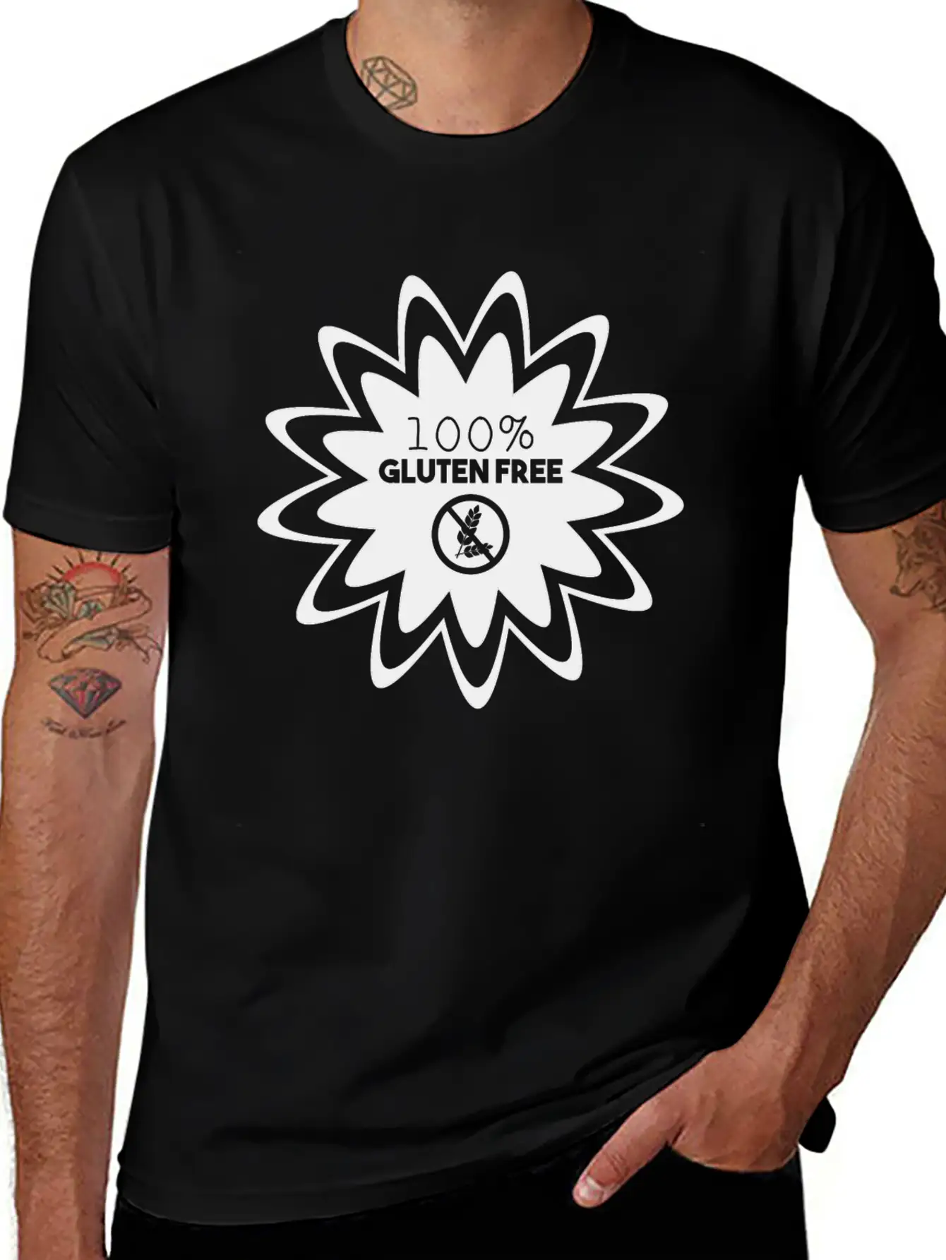 100% GLUTEN FREE (b) Lightweight Cotton T-Shirt – Daily Comfort Graphic Shirt