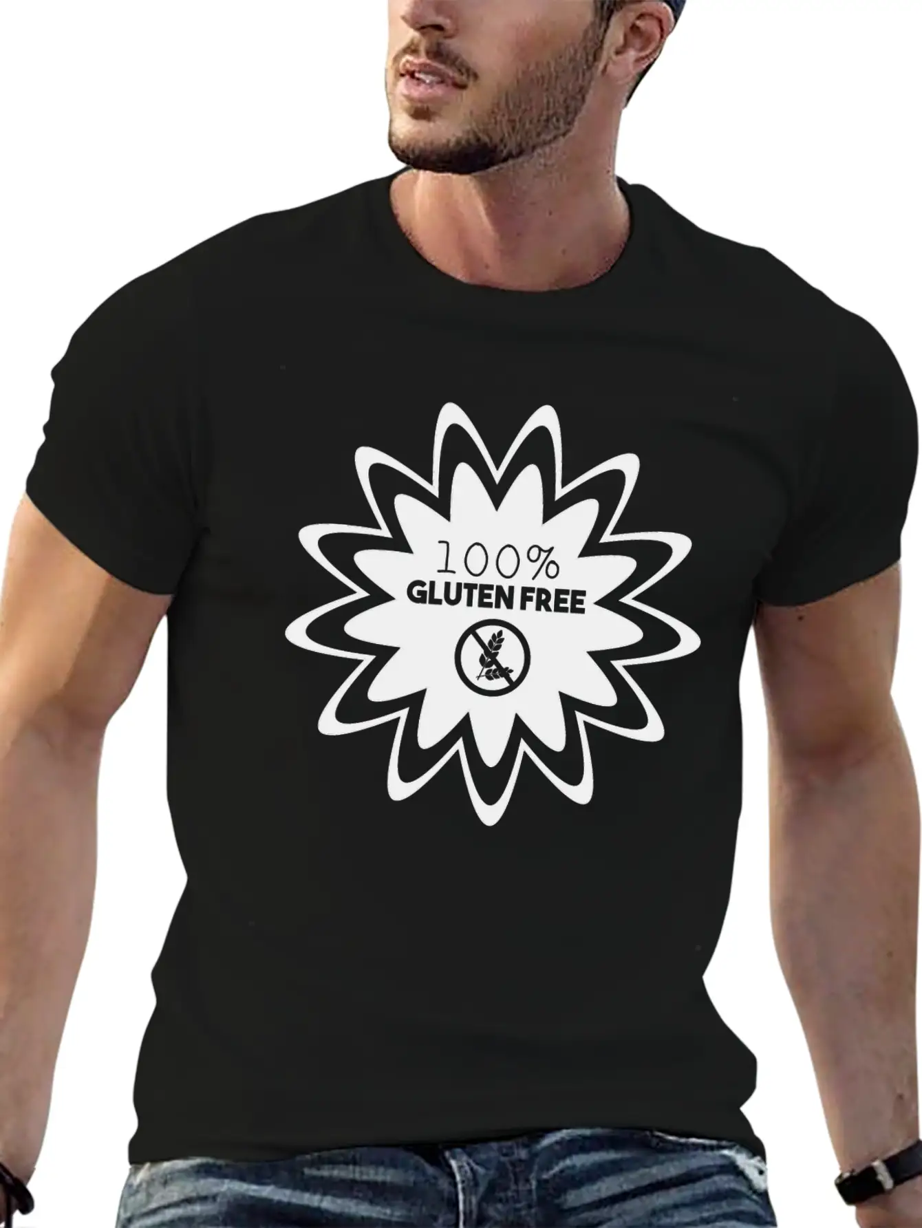 100% GLUTEN FREE (b) Lightweight Cotton T-Shirt – Daily Comfort Graphic Shirt