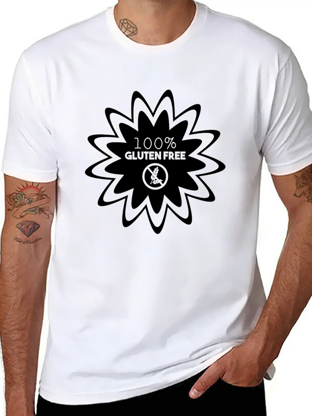 100% GLUTEN FREE (b) Lightweight Cotton T-Shirt – Daily Comfort Graphic Shirt