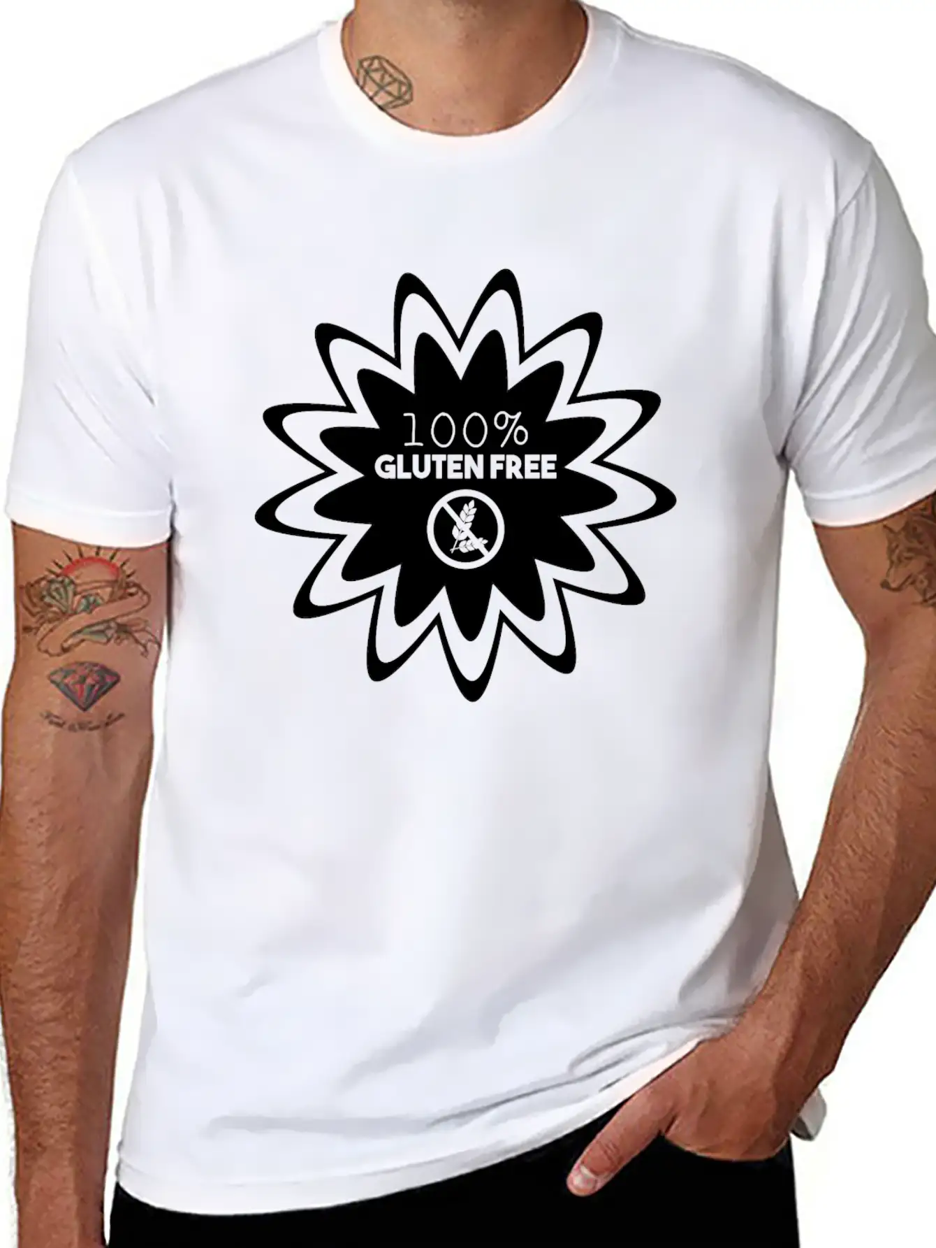 100% GLUTEN FREE (b) Lightweight Cotton T-Shirt – Daily Comfort Graphic Shirt