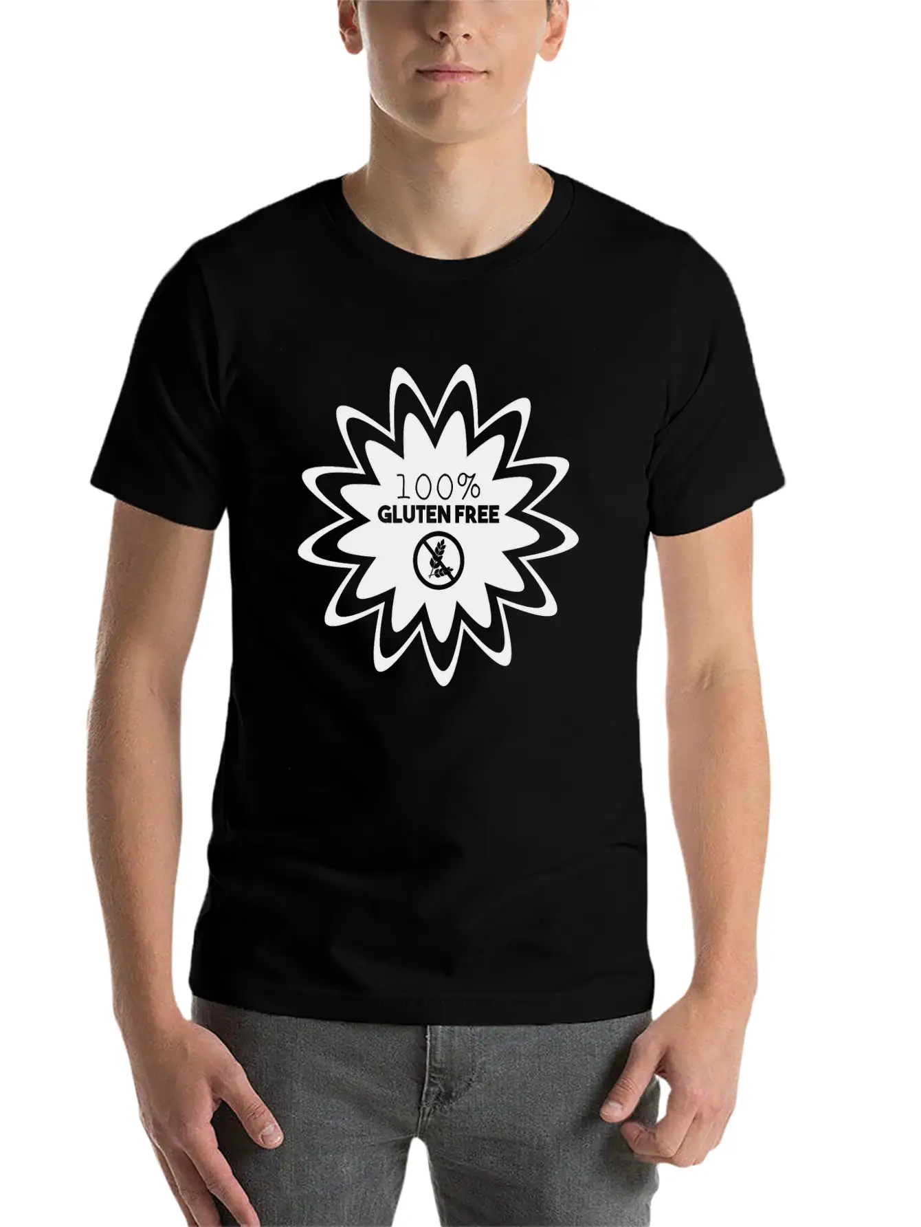 100% GLUTEN FREE (b) Lightweight Cotton T-Shirt – Daily Comfort Graphic Shirt
