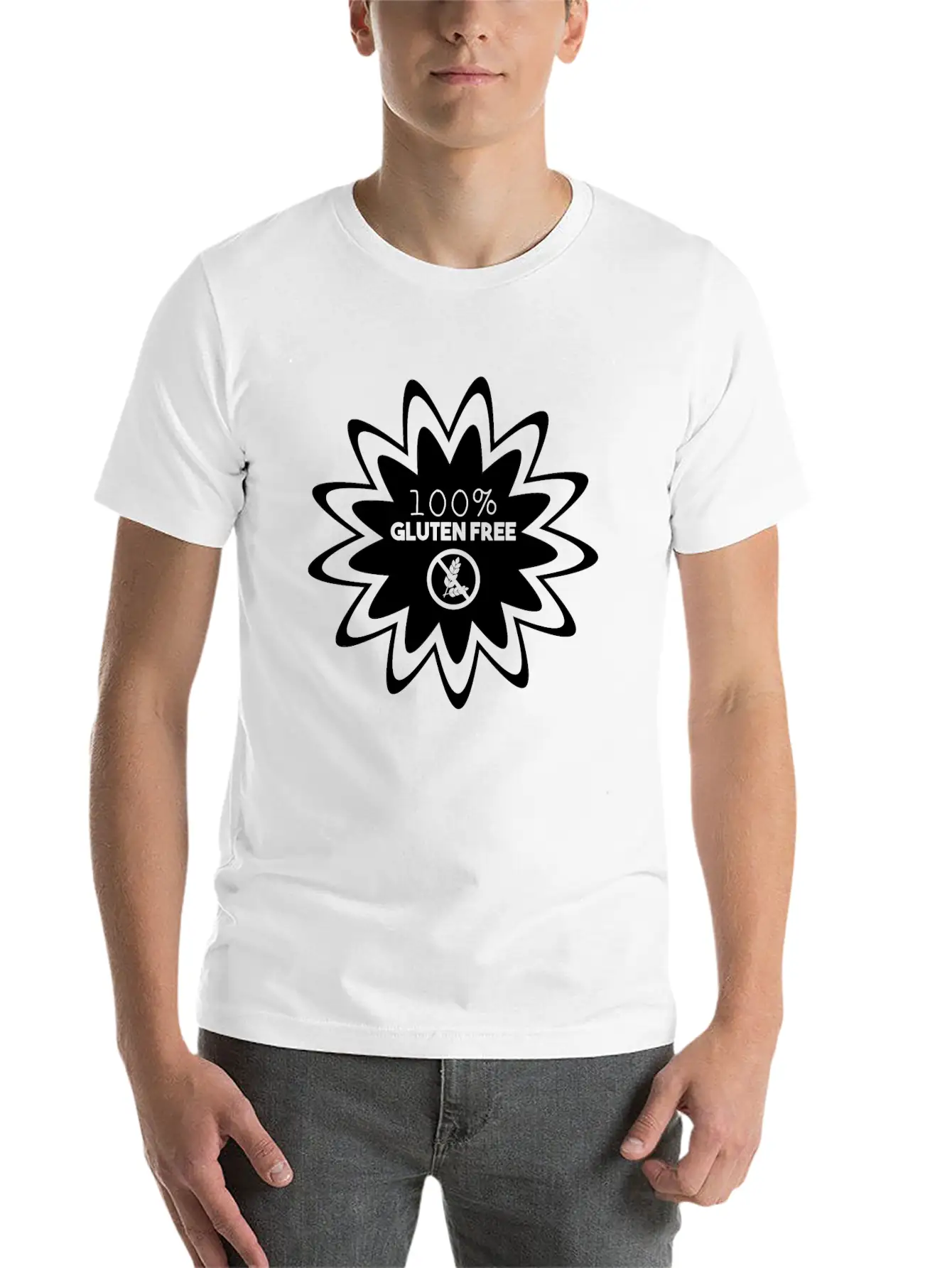 100% GLUTEN FREE (b) Lightweight Cotton T-Shirt – Daily Comfort Graphic Shirt