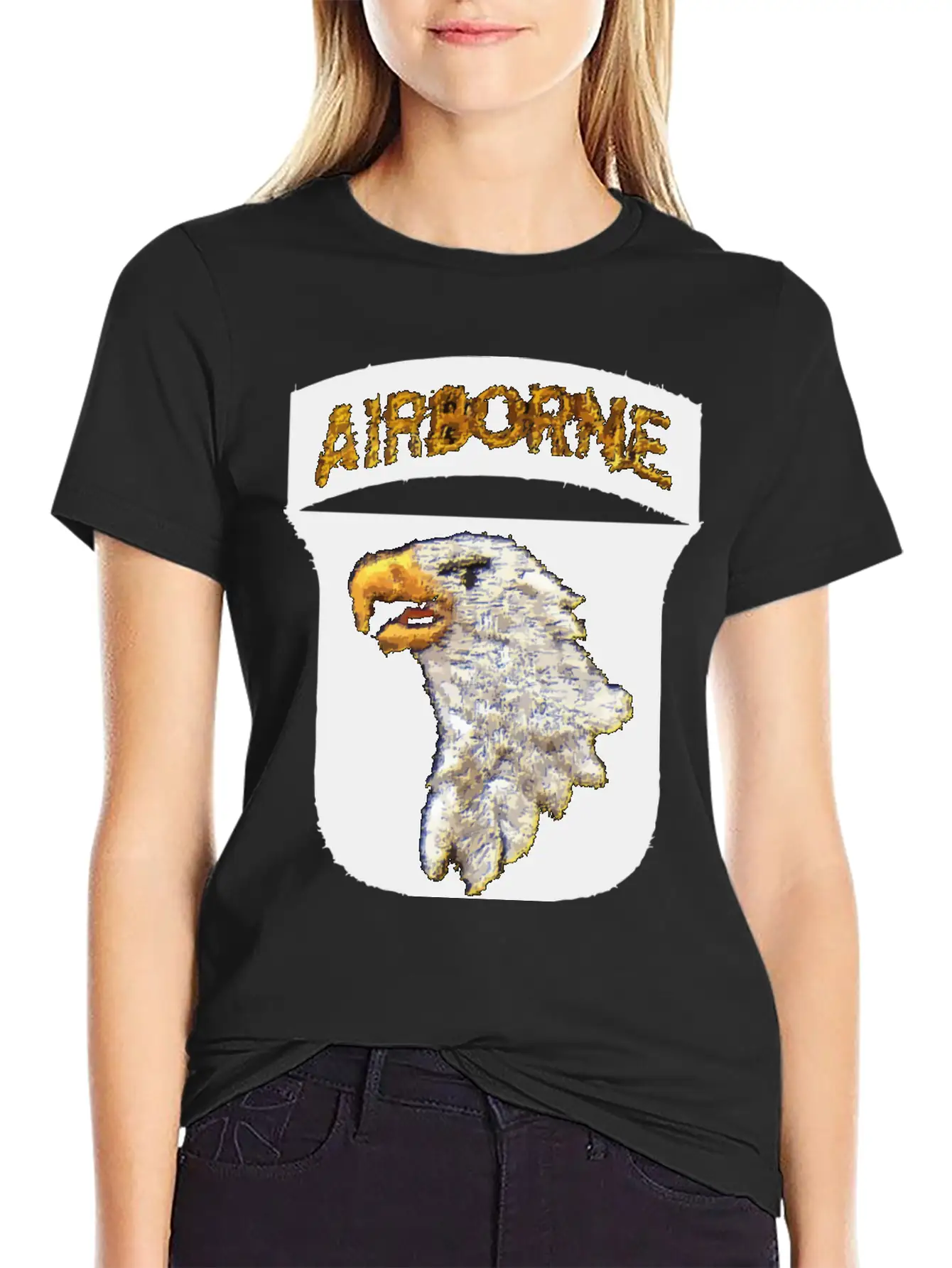 101st AB Type 8 Patch Airborne - WW2 LEFT Lightweight Cotton T-Shirt – Daily Comfort Graphic Shirt