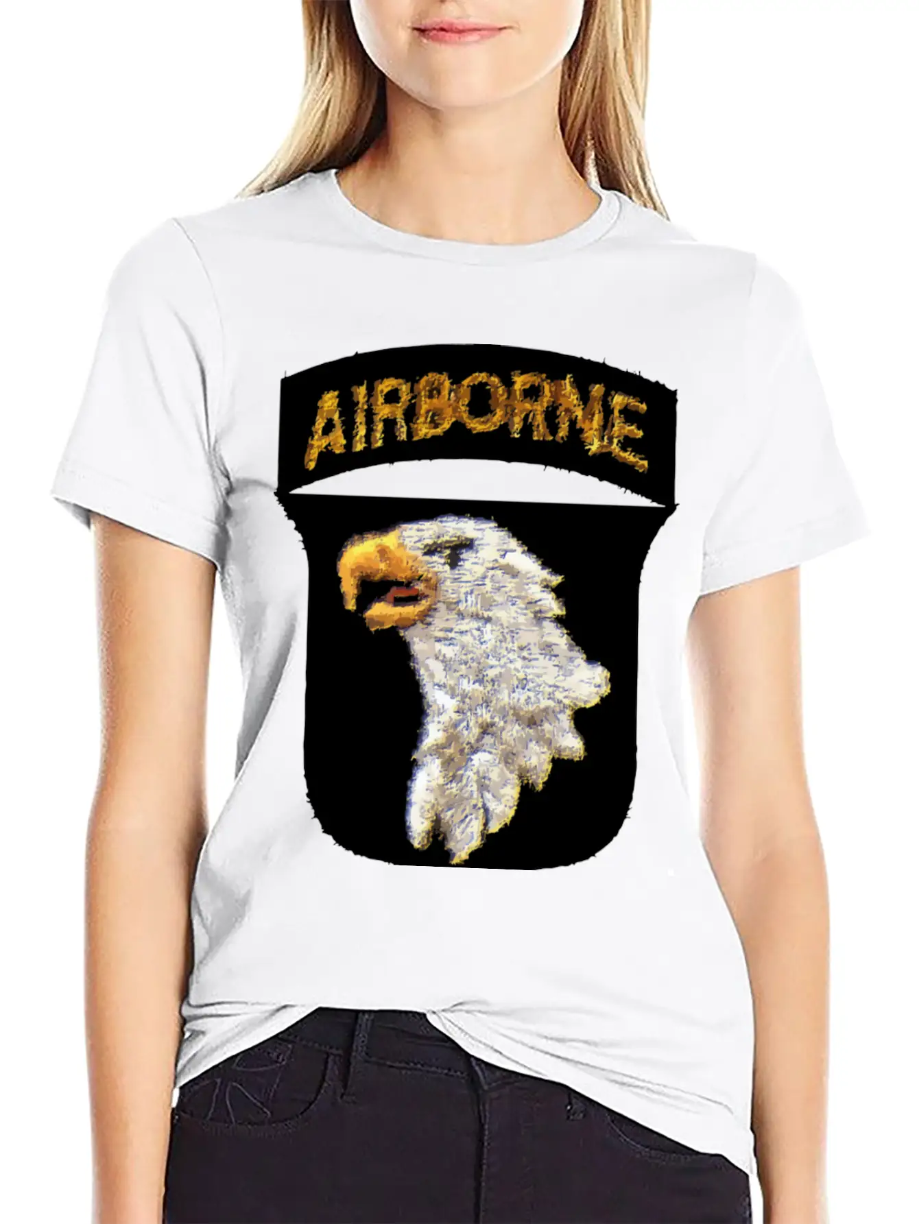 101st AB Type 8 Patch Airborne - WW2 LEFT Lightweight Cotton T-Shirt – Daily Comfort Graphic Shirt