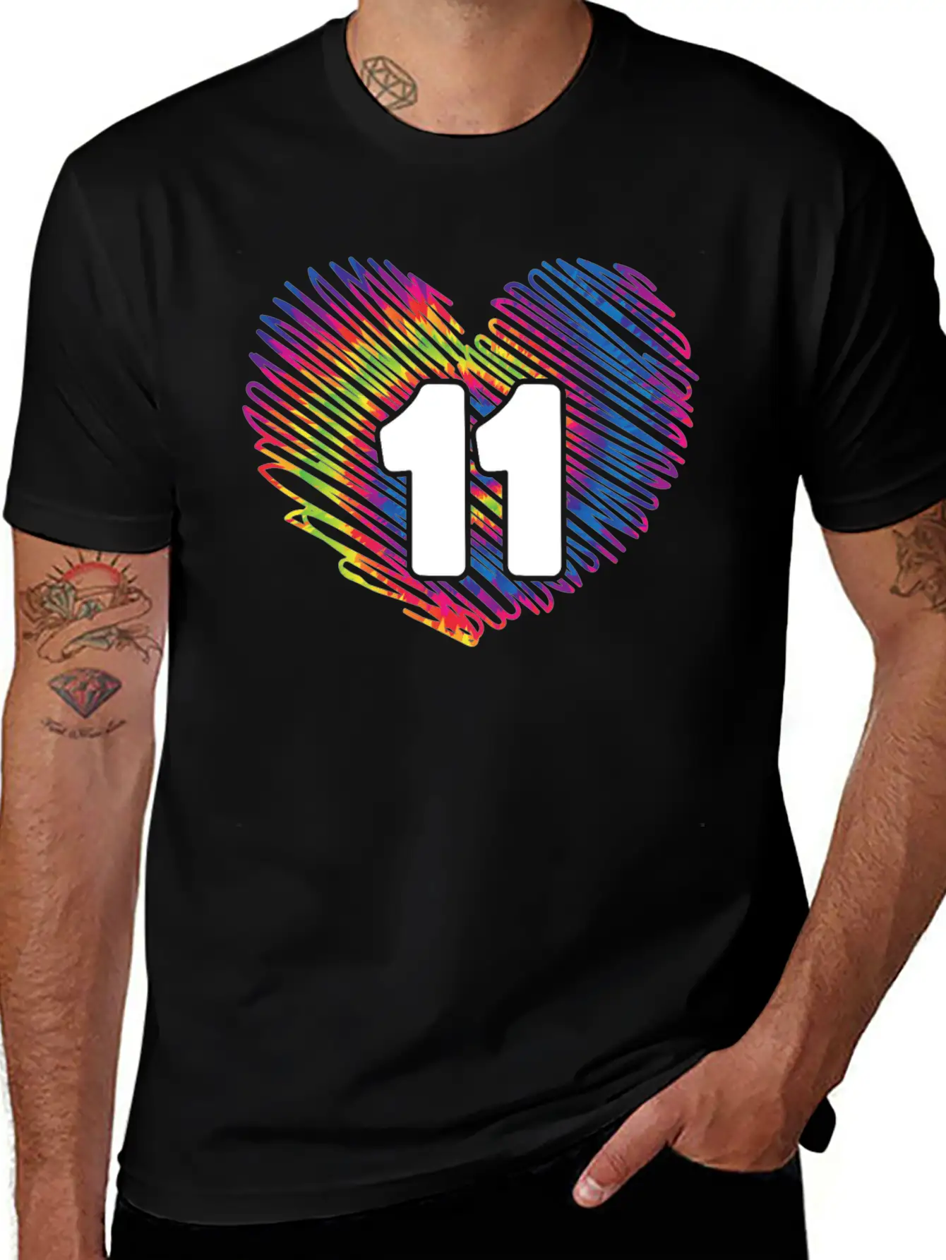 11th Birthday Heart Tie Dye | Tie Dye Themed Essential Cotton Tee For Daily Outfits – Unisex Style