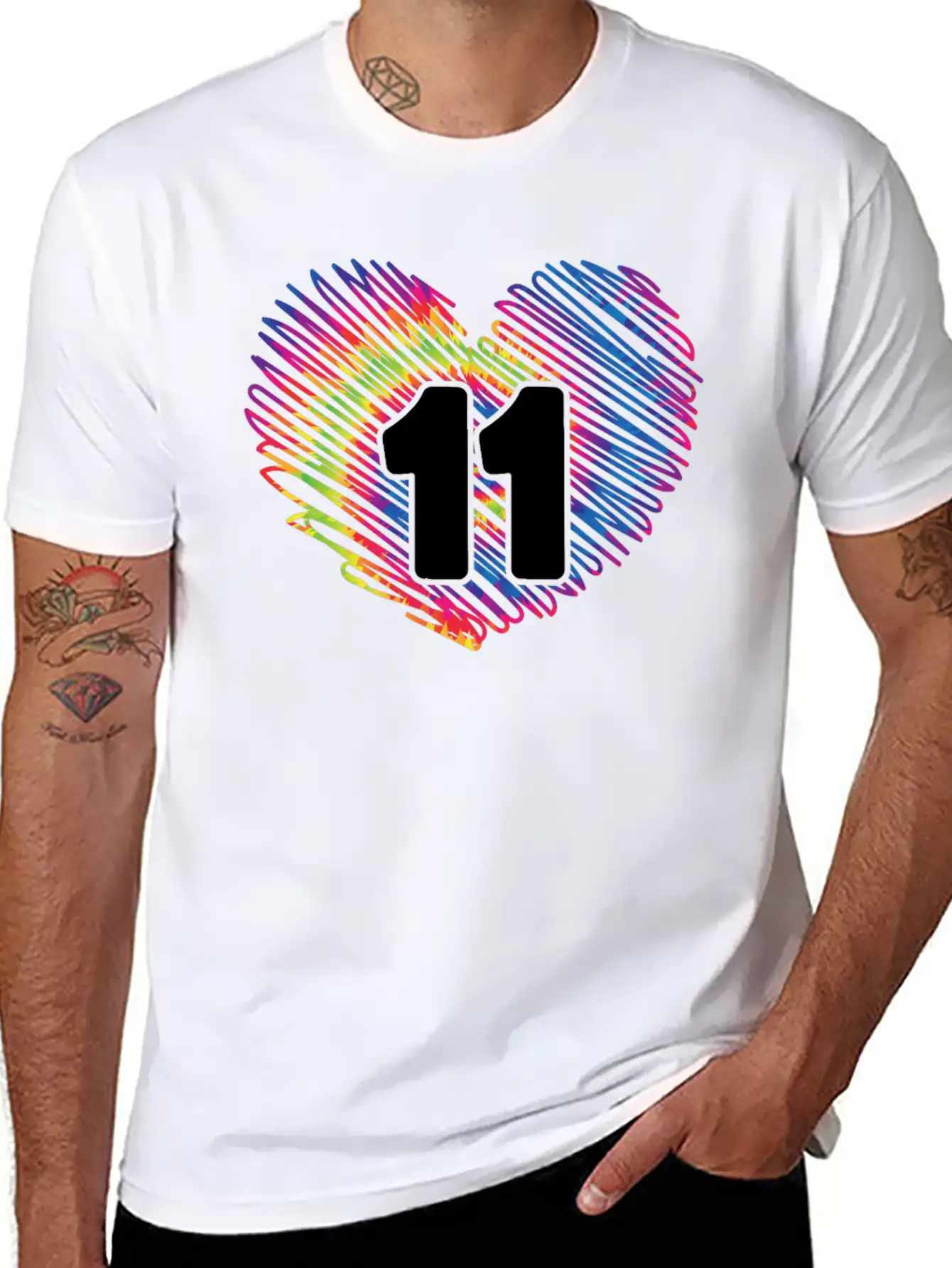 11th Birthday Heart Tie Dye | Tie Dye Themed Essential Cotton Tee For Daily Outfits – Unisex Style