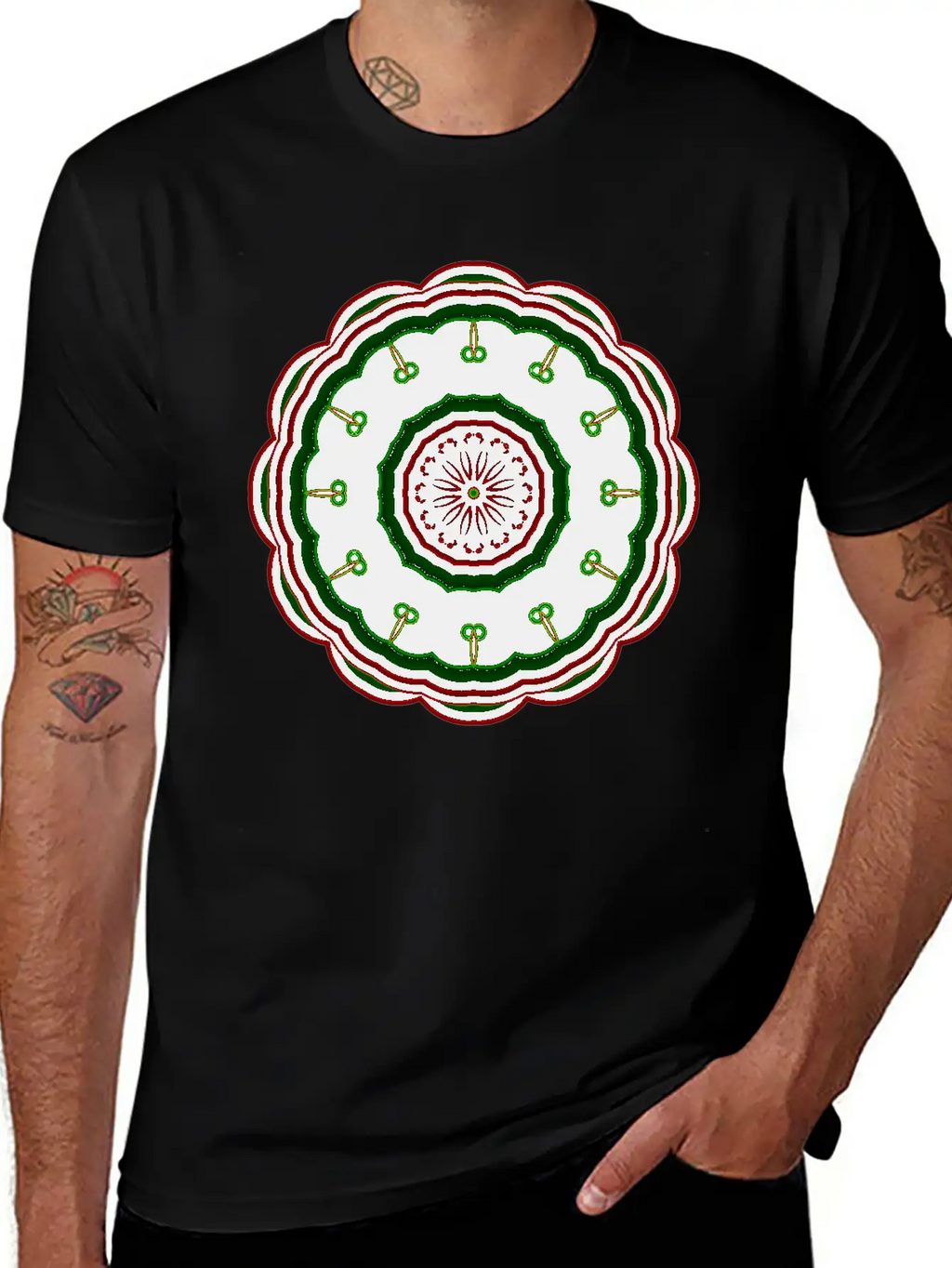 12 Green Cartoon Villains Around The Mandala Patte Classic Fit Graphic Tee For Daily Comfort – Unisex Cotton Shirt
