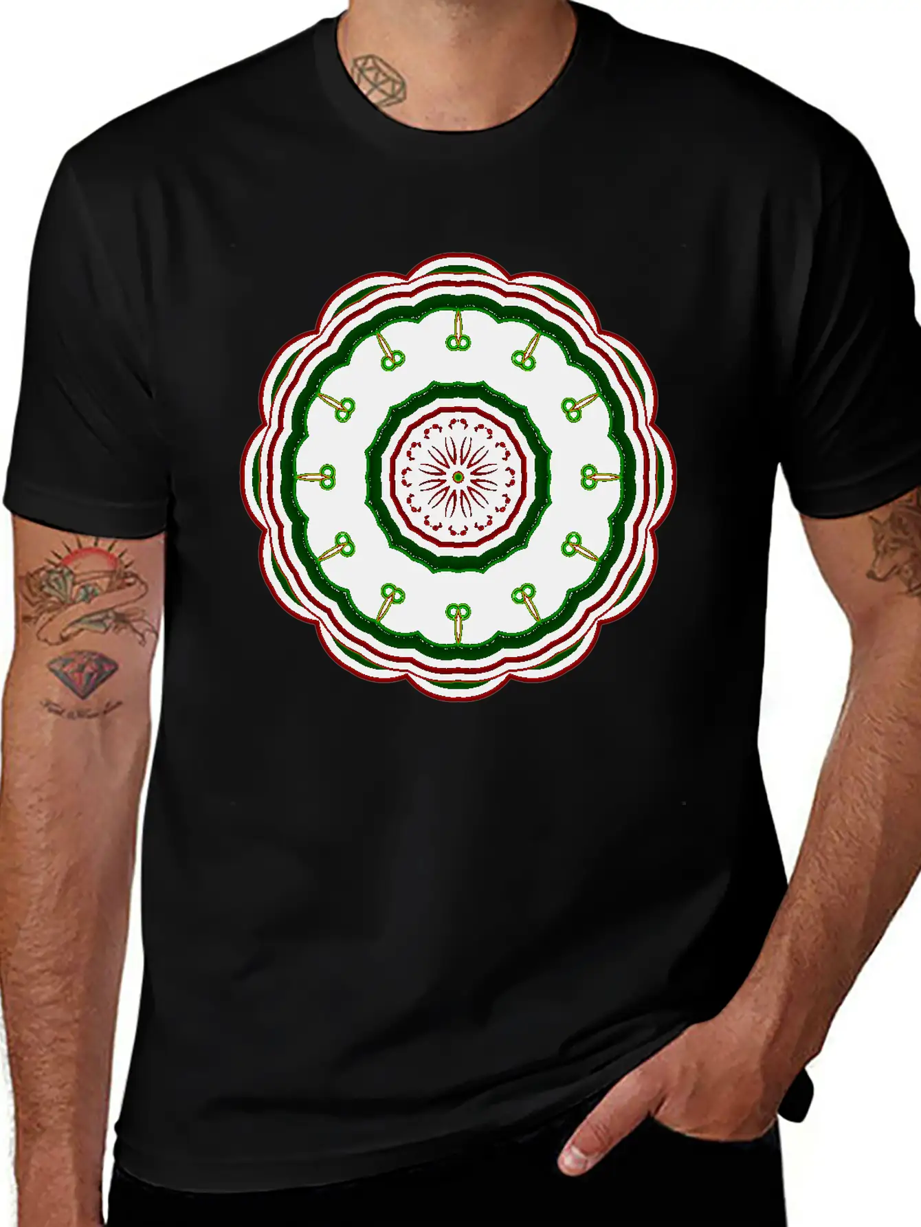 12 Green Cartoon Villains Around The Mandala Patte Classic Fit Graphic Tee For Daily Comfort – Unisex Cotton Shirt