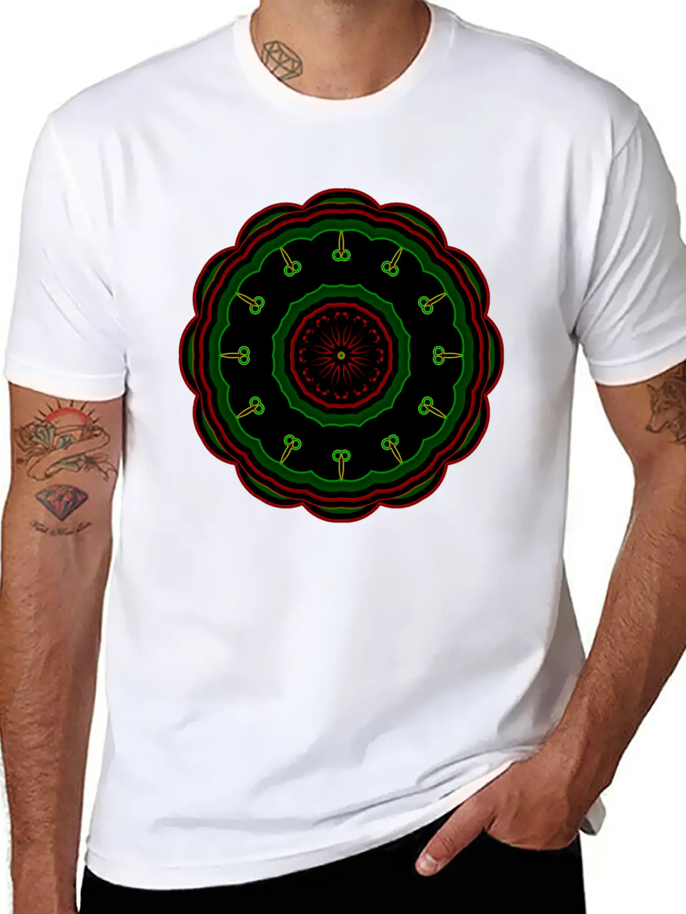 12 Green Cartoon Villains Around The Mandala Patte Classic Fit Graphic Tee For Daily Comfort – Unisex Cotton Shirt
