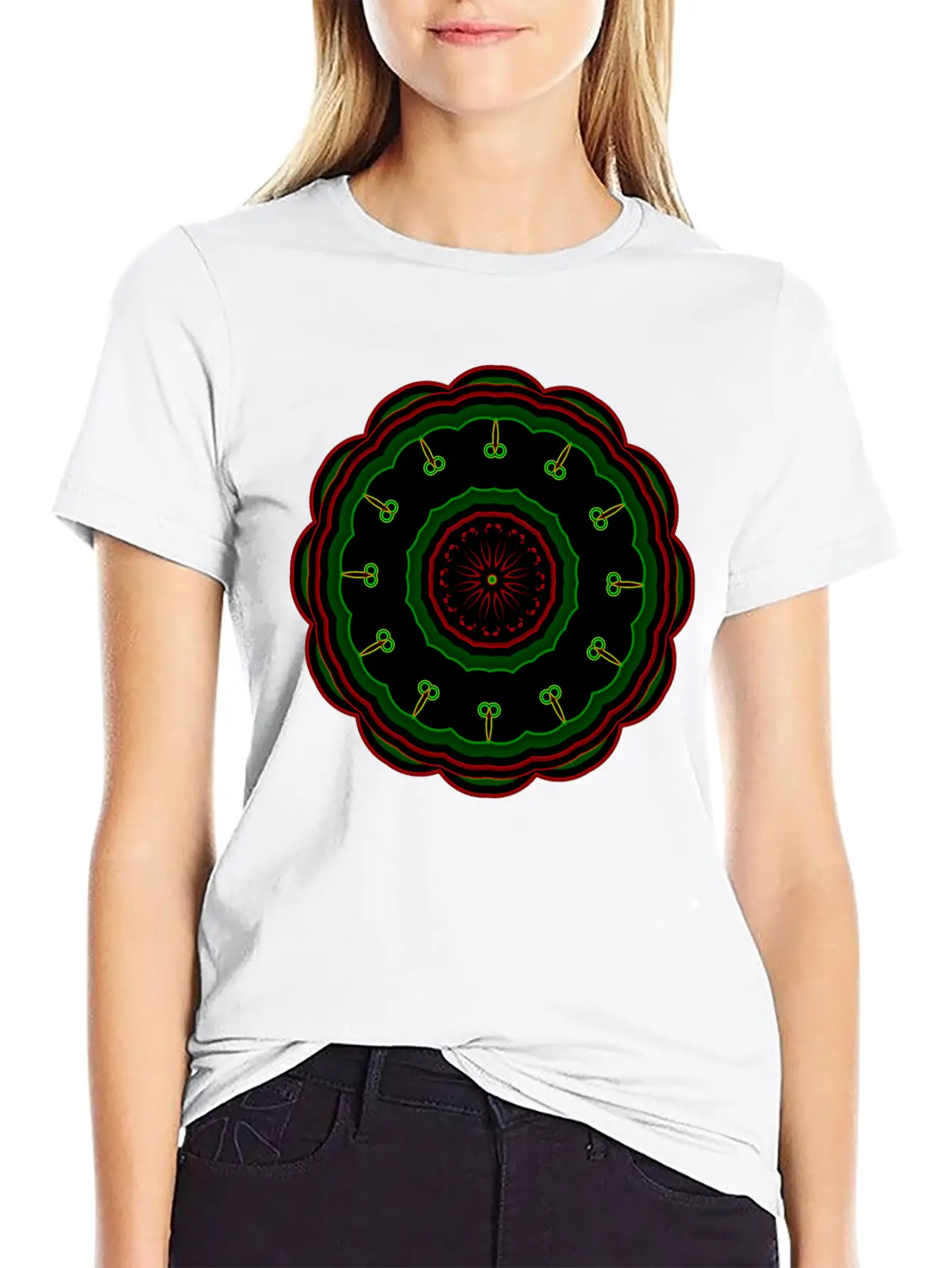12 Green Cartoon Villains Around The Mandala Patte Classic Fit Graphic Tee For Daily Comfort – Unisex Cotton Shirt