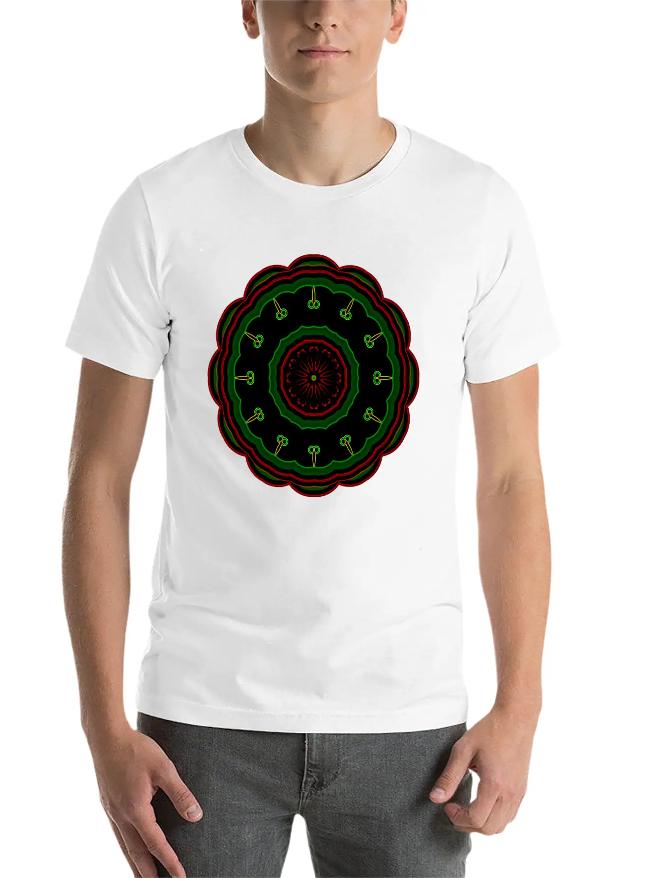 12 Green Cartoon Villains Around The Mandala Patte Classic Fit Graphic Tee For Daily Comfort – Unisex Cotton Shirt