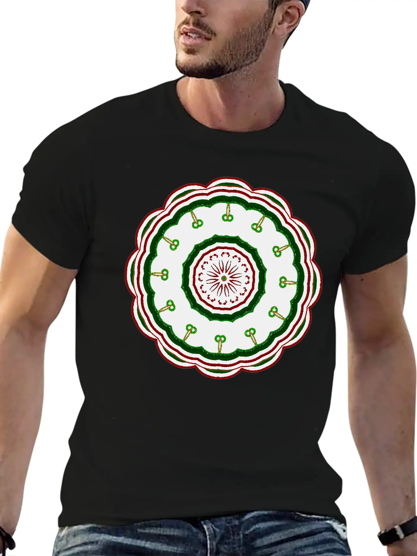12 Green Cartoon Villains Around The Mandala Patte Classic Fit Graphic Tee For Daily Comfort – Unisex Cotton Shirt