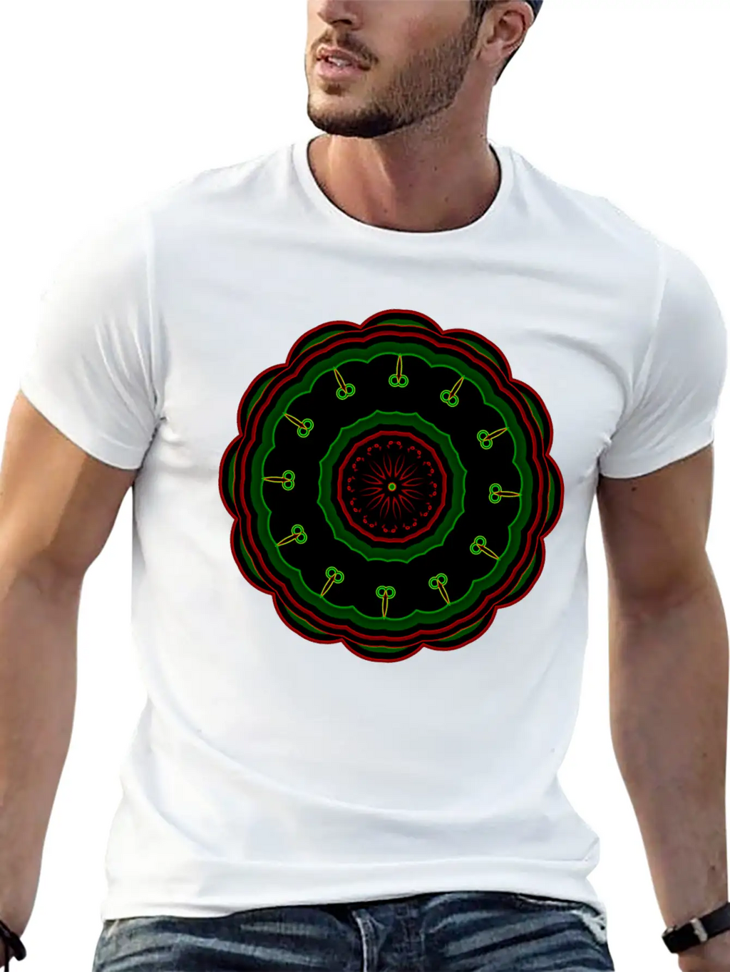 12 Green Cartoon Villains Around The Mandala Patte Classic Fit Graphic Tee For Daily Comfort – Unisex Cotton Shirt