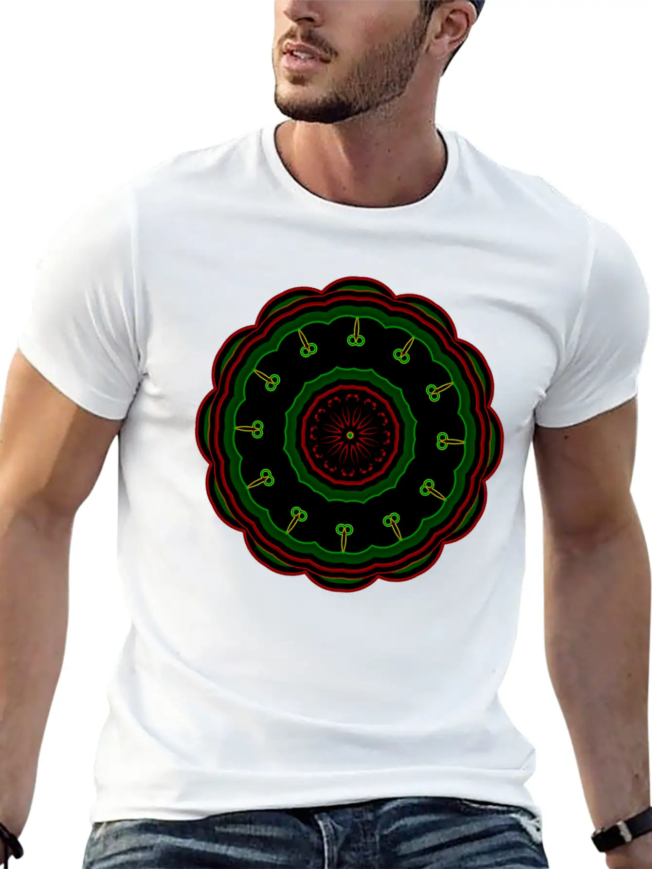 12 Green Cartoon Villains Around The Mandala Patte Classic Fit Graphic Tee For Daily Comfort – Unisex Cotton Shirt