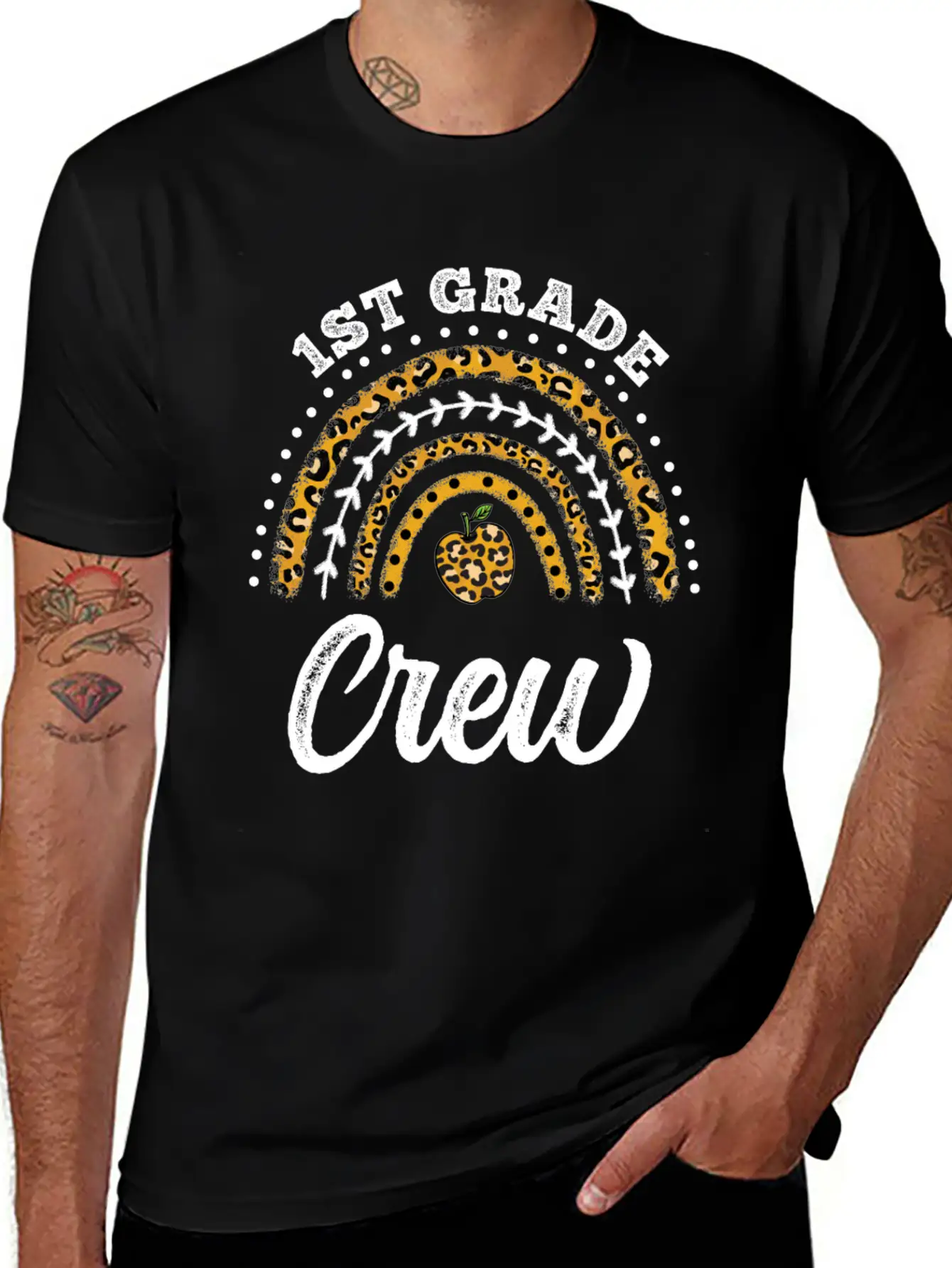 1st Grade Crew Leopard Rainbow Back To School Classic Fit Graphic Tee For Daily Comfort – Unisex Cotton Shirt