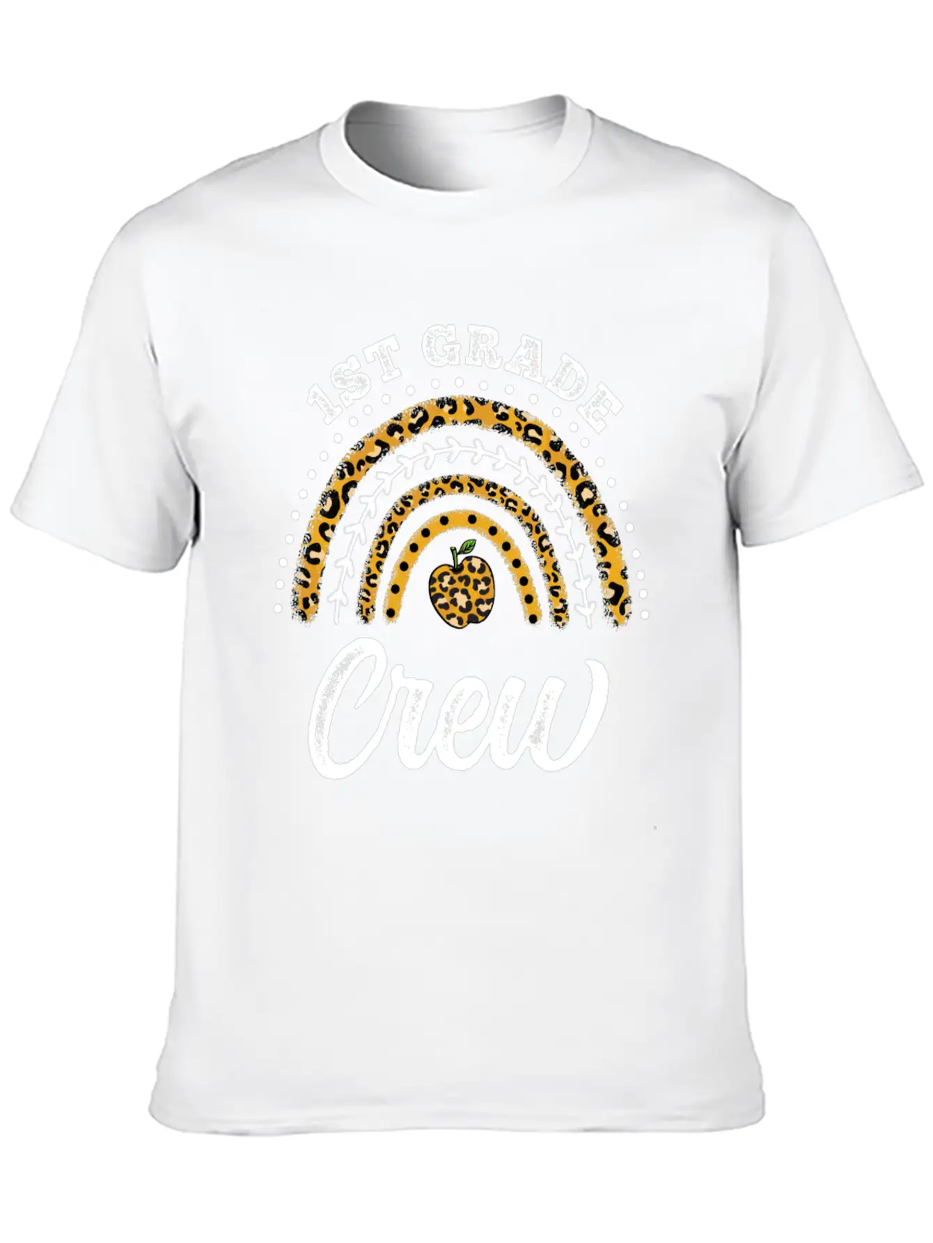 1st Grade Crew Leopard Rainbow Back To School Classic Fit Graphic Tee For Daily Comfort – Unisex Cotton Shirt