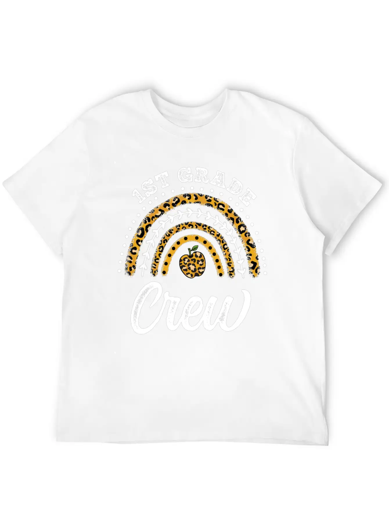 1st Grade Crew Leopard Rainbow Back To School Classic Fit Graphic Tee For Daily Comfort – Unisex Cotton Shirt