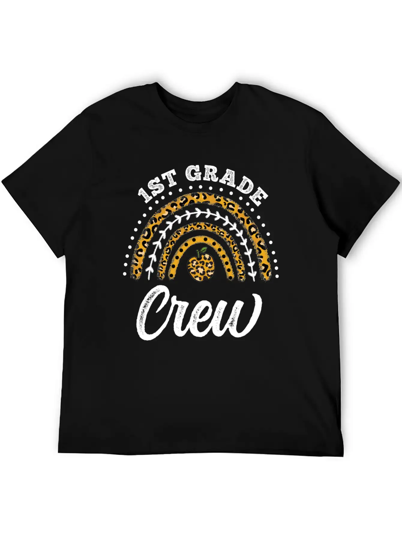 1st Grade Crew Leopard Rainbow Back To School Classic Fit Graphic Tee For Daily Comfort – Unisex Cotton Shirt