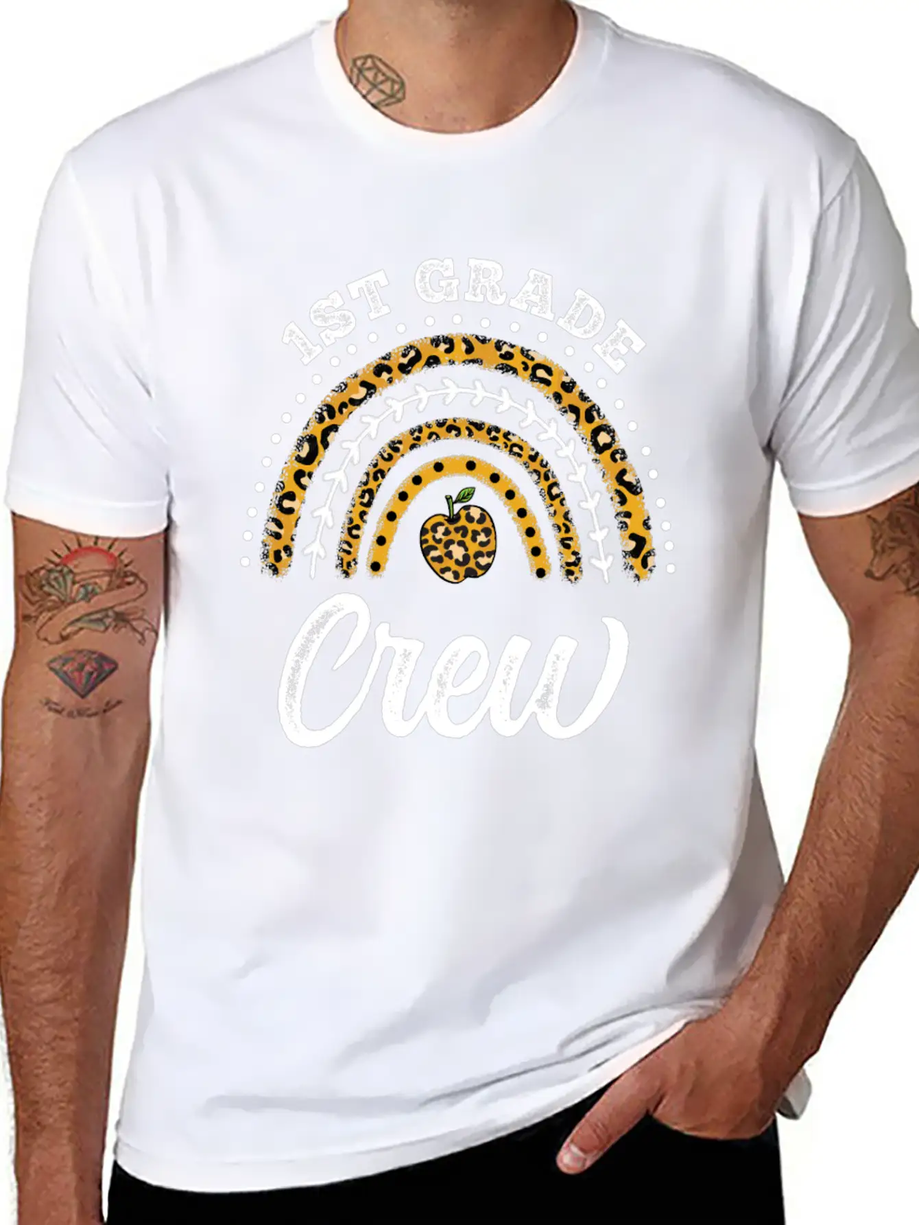 1st Grade Crew Leopard Rainbow Back To School Classic Fit Graphic Tee For Daily Comfort – Unisex Cotton Shirt