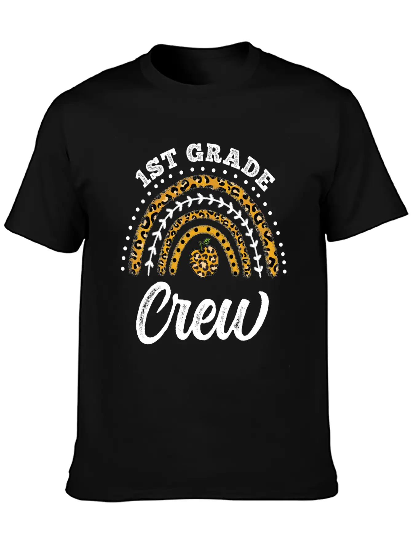 1st Grade Crew Leopard Rainbow Back To School Classic Fit Graphic Tee For Daily Comfort – Unisex Cotton Shirt