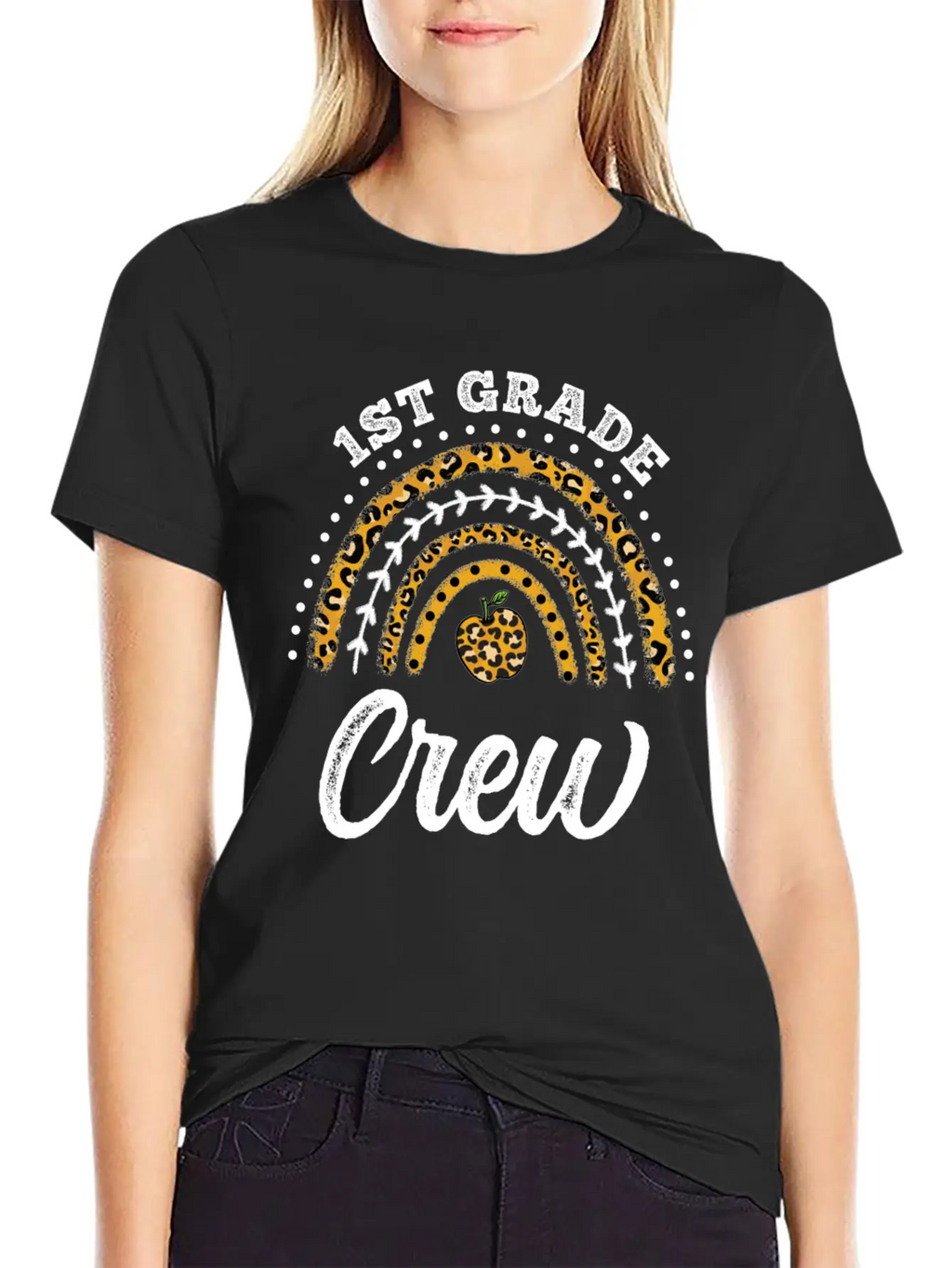 1st Grade Crew Leopard Rainbow Back To School Classic Fit Graphic Tee For Daily Comfort – Unisex Cotton Shirt