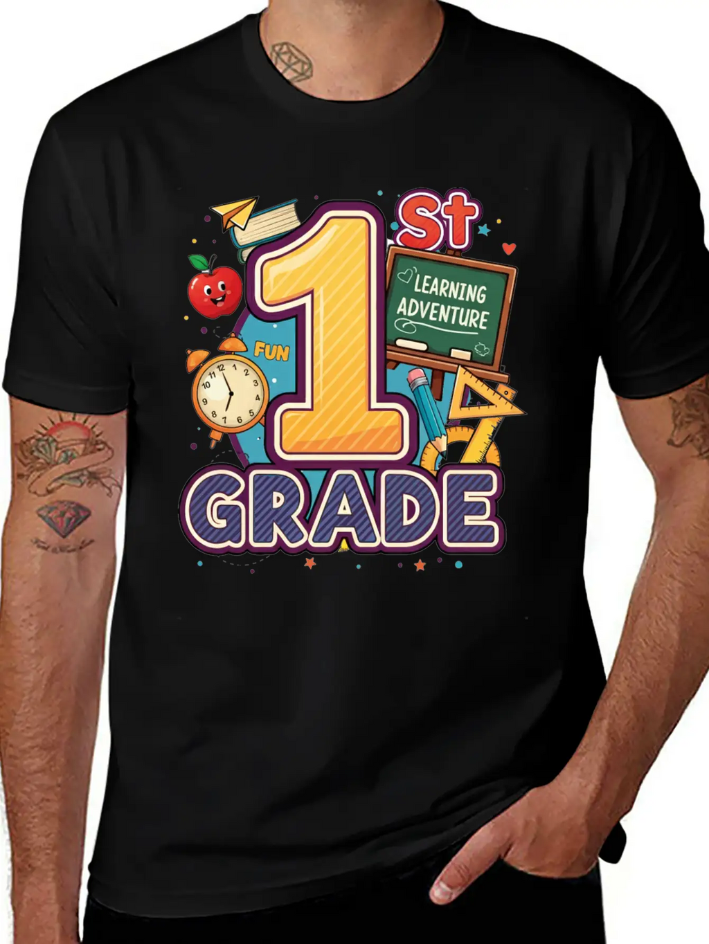 1st Grade - Learning Adventure | By Asarteon Classic Crew Neck Graphic Tee – Everyday Minimal Look