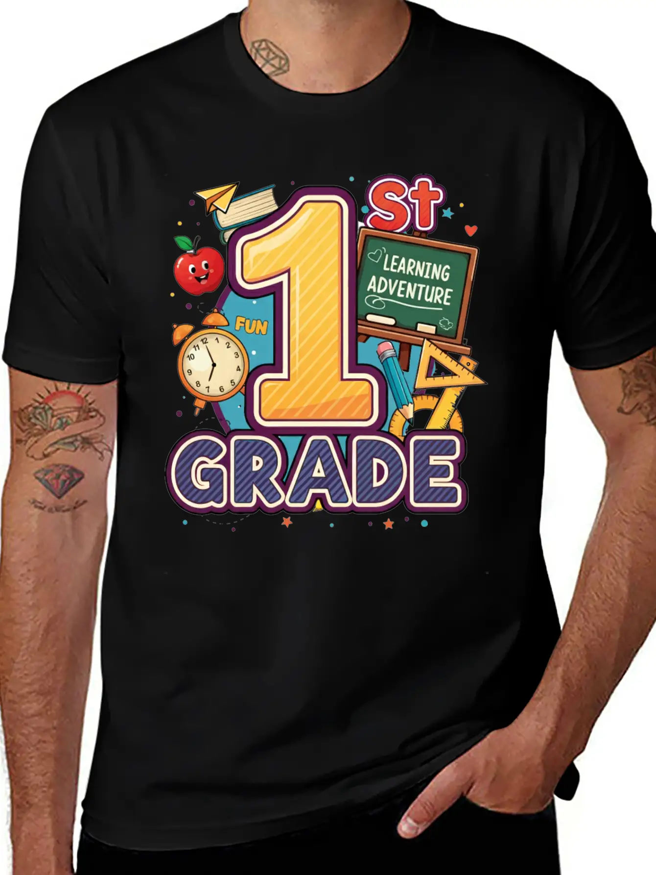 1st Grade - Learning Adventure | By Asarteon Classic Crew Neck Graphic Tee – Everyday Minimal Look