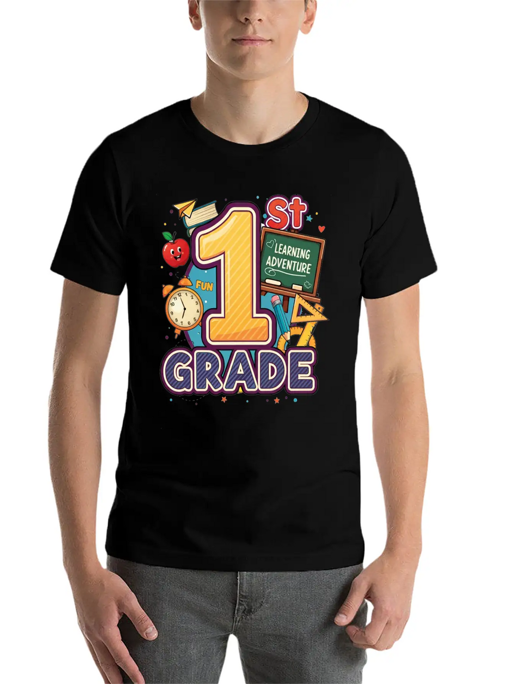 1st Grade - Learning Adventure | By Asarteon Classic Crew Neck Graphic Tee – Everyday Minimal Look