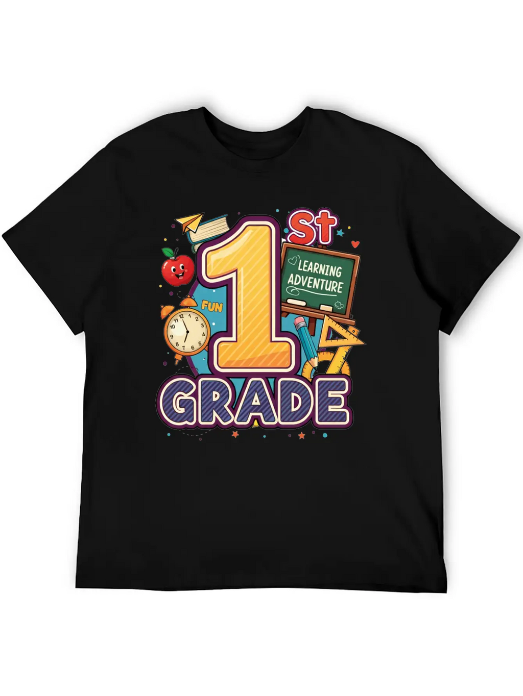 1st Grade - Learning Adventure | By Asarteon Classic Crew Neck Graphic Tee – Everyday Minimal Look