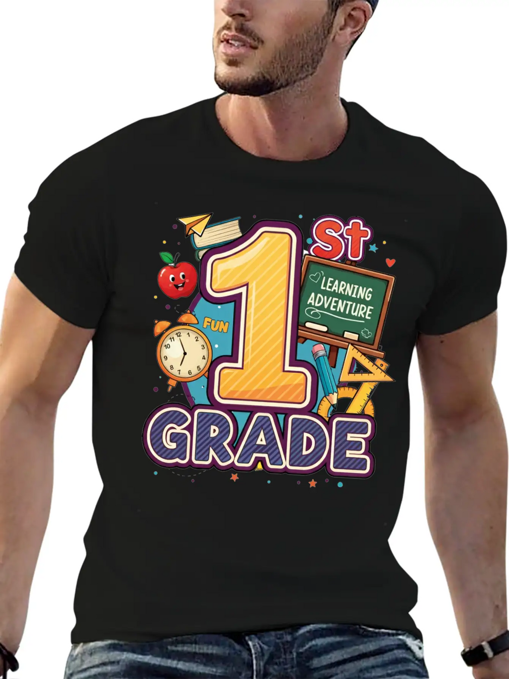 1st Grade - Learning Adventure | By Asarteon Classic Crew Neck Graphic Tee – Everyday Minimal Look