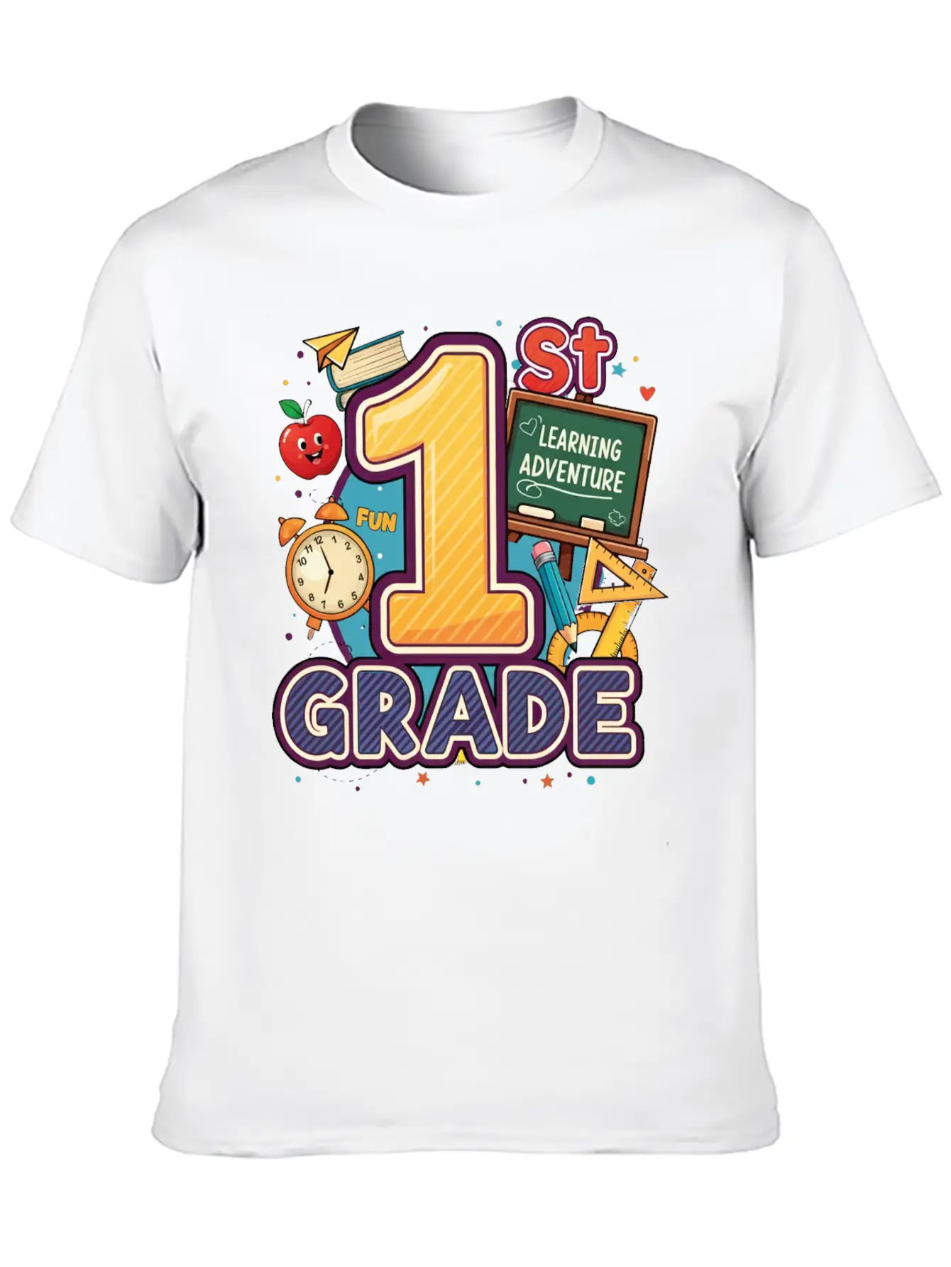 1st Grade - Learning Adventure | By Asarteon Classic Crew Neck Graphic Tee – Everyday Minimal Look
