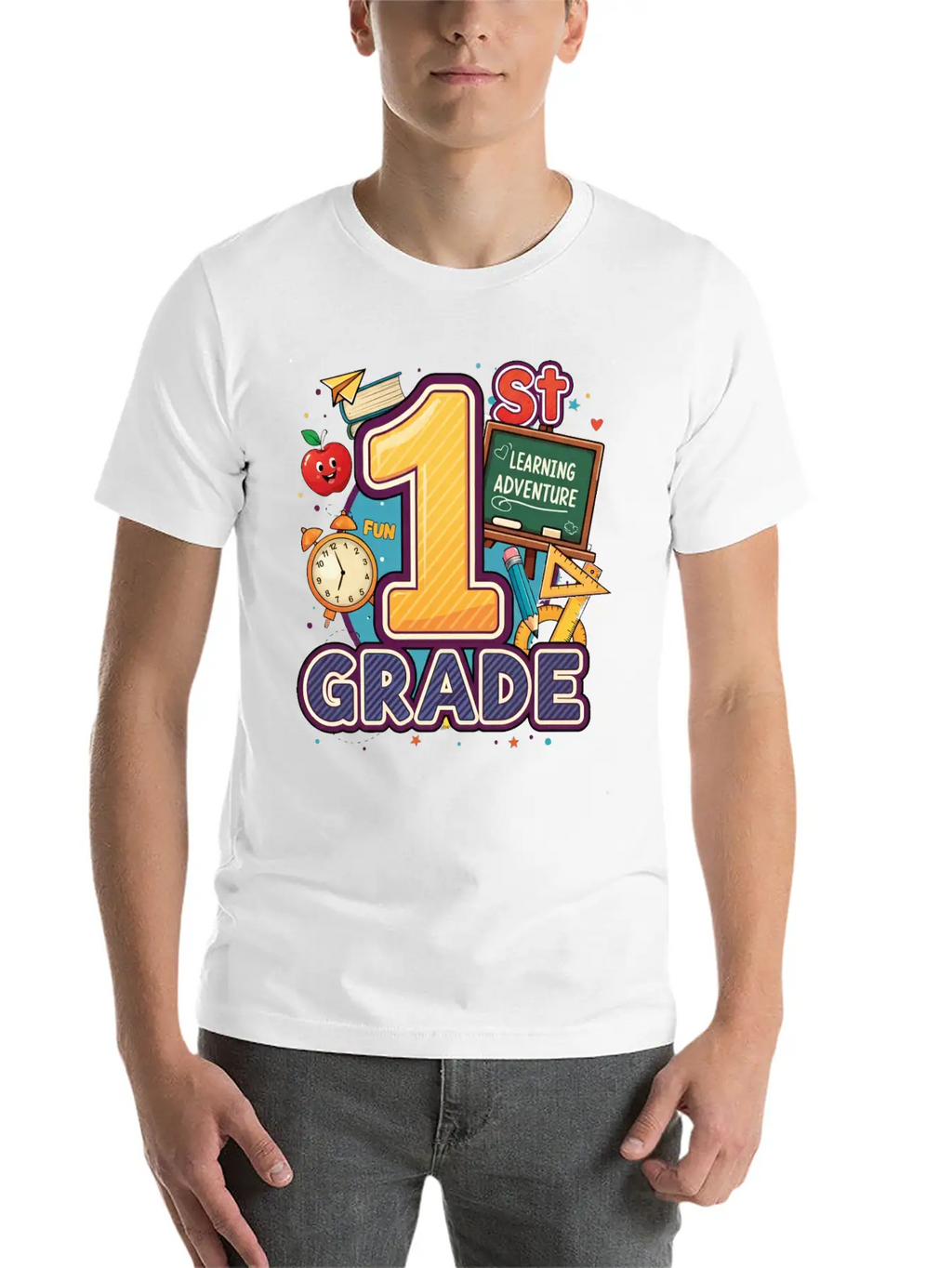 1st Grade - Learning Adventure | By Asarteon Classic Crew Neck Graphic Tee – Everyday Minimal Look