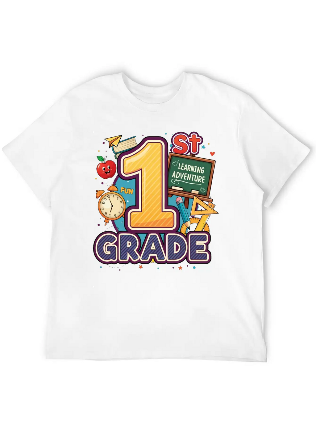 1st Grade - Learning Adventure | By Asarteon Classic Crew Neck Graphic Tee – Everyday Minimal Look