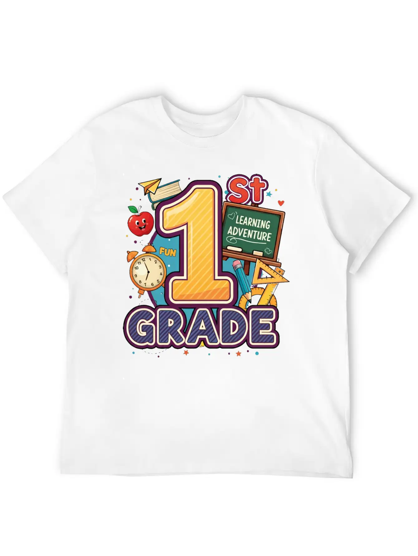 1st Grade - Learning Adventure | By Asarteon Classic Crew Neck Graphic Tee – Everyday Minimal Look