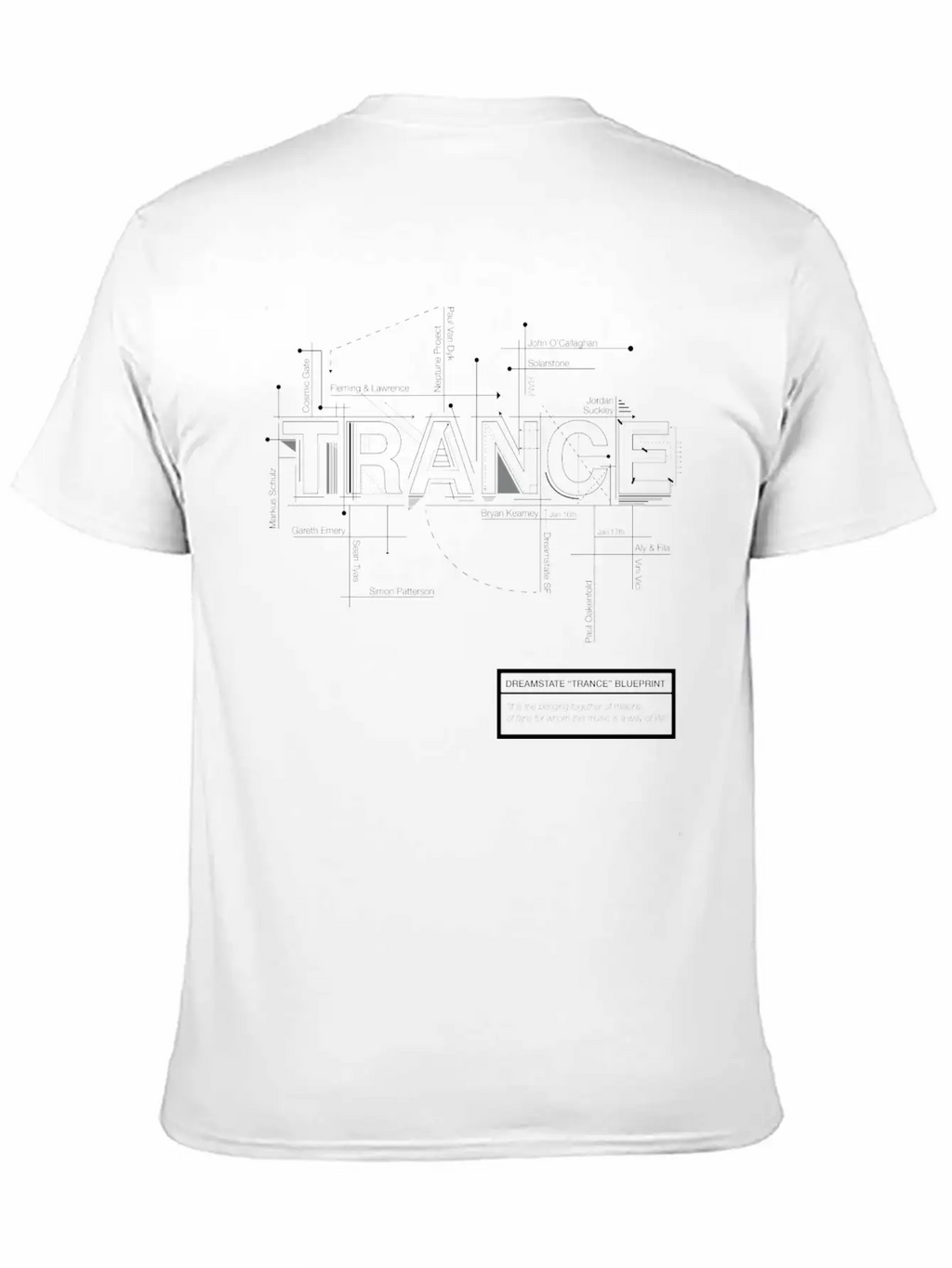 2016 Dreamstate SF TRANCE - White Print Relaxed Everyday Tee – Lightweight And Durable Cotton