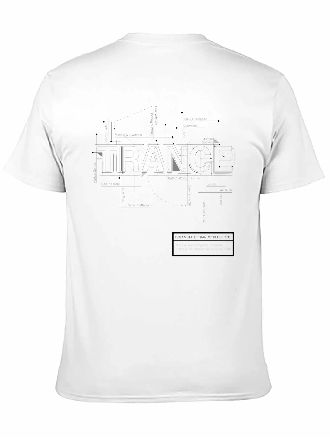 2016 Dreamstate SF TRANCE - White Print Relaxed Everyday Tee – Lightweight And Durable Cotton