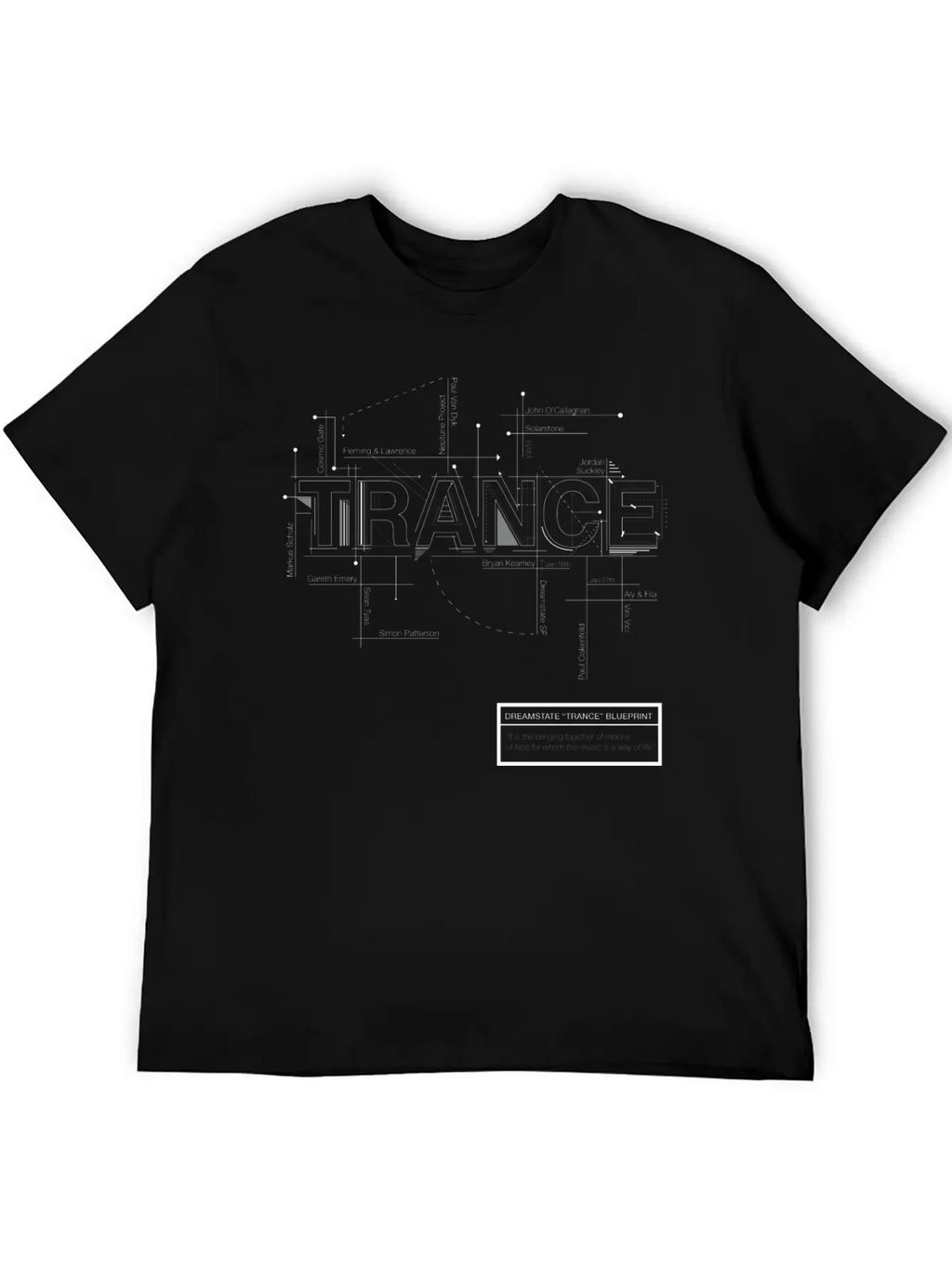 2016 Dreamstate SF TRANCE - White Print Relaxed Everyday Tee – Lightweight And Durable Cotton