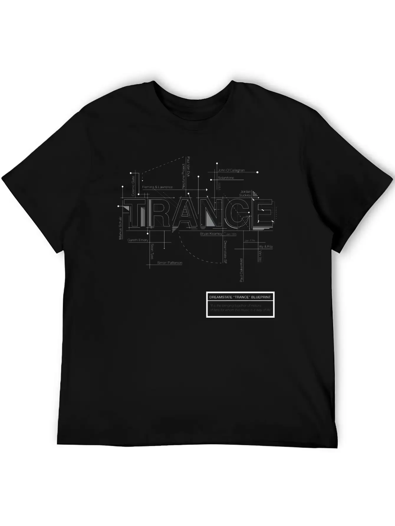 2016 Dreamstate SF TRANCE - White Print Relaxed Everyday Tee – Lightweight And Durable Cotton