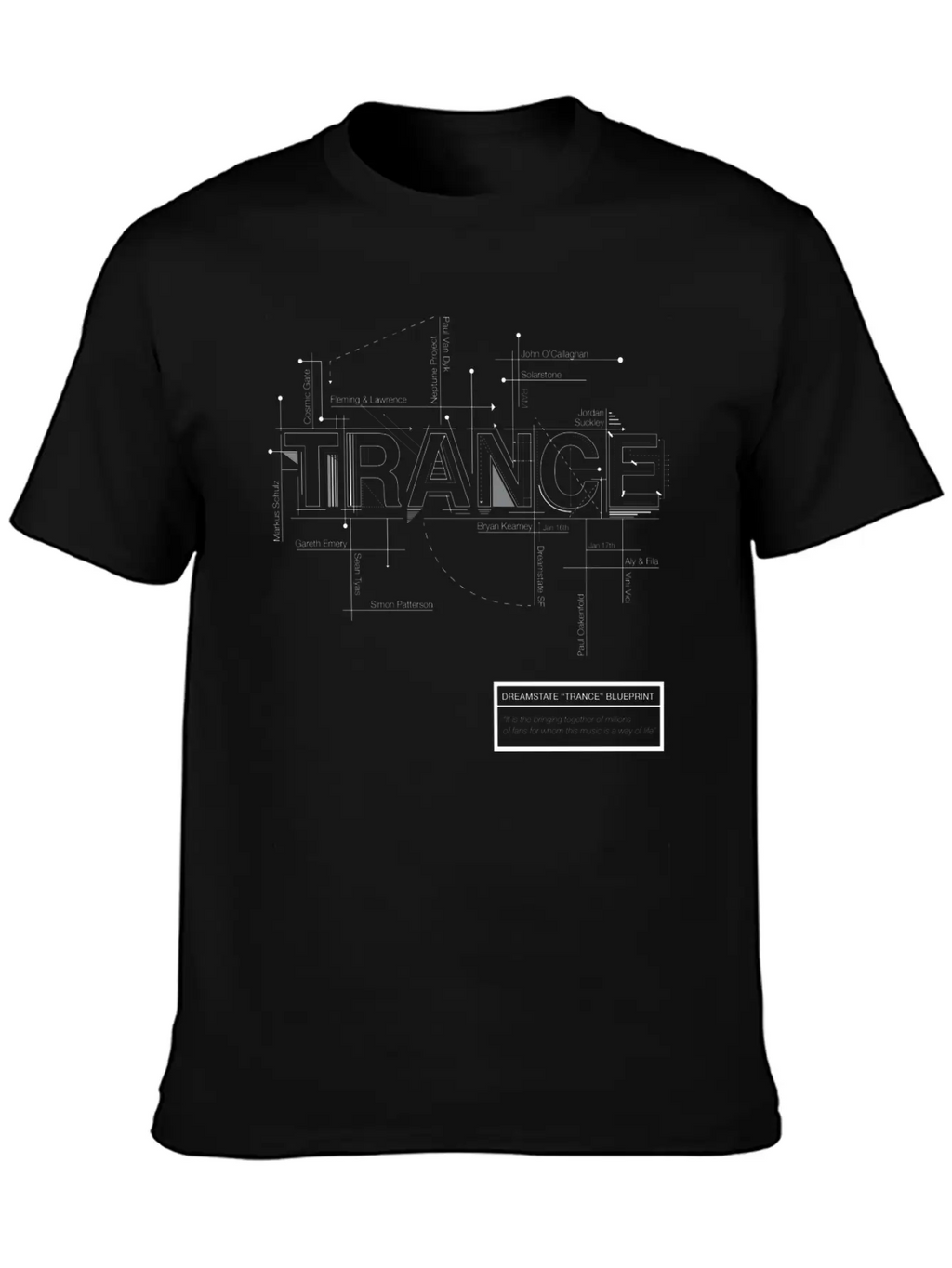 2016 Dreamstate SF TRANCE - White Print Relaxed Everyday Tee – Lightweight And Durable Cotton