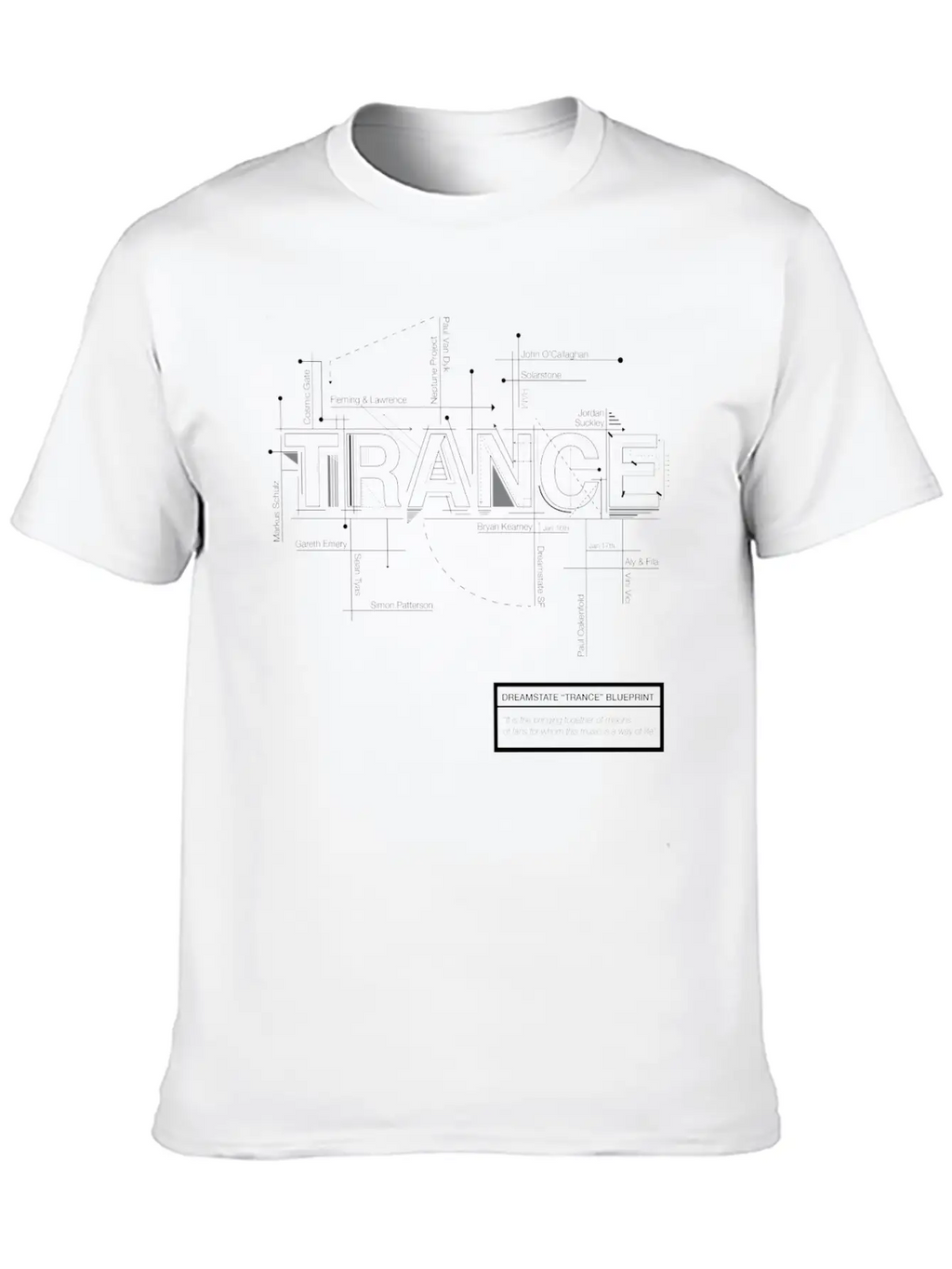 2016 Dreamstate SF TRANCE - White Print Relaxed Everyday Tee – Lightweight And Durable Cotton